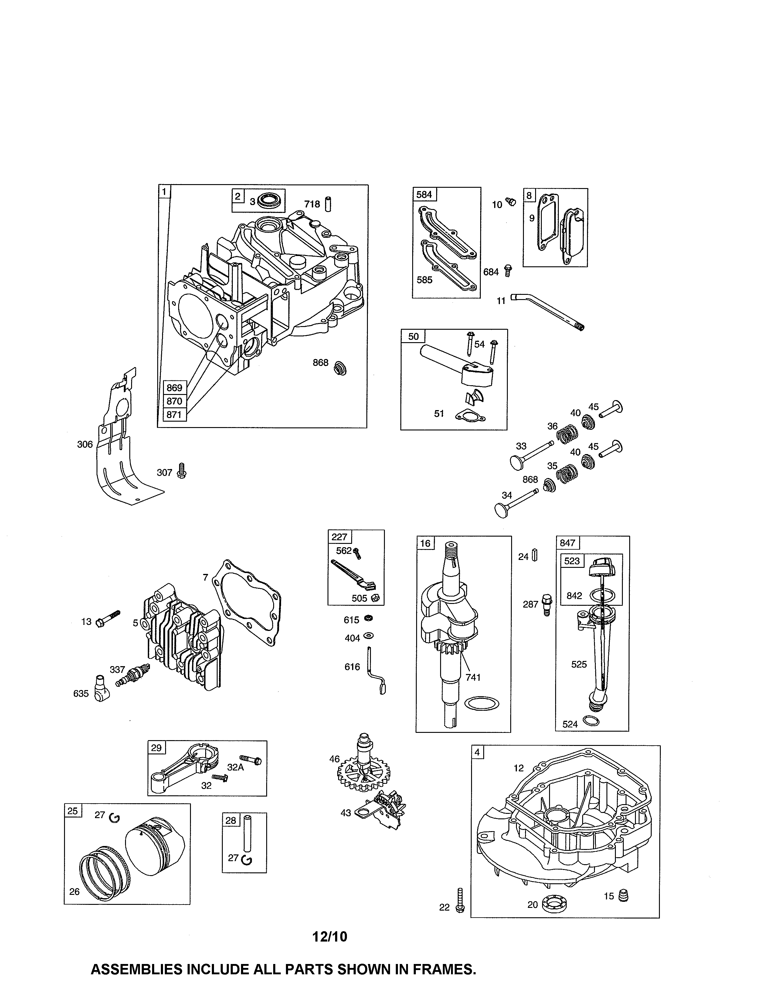 Cylinder/crankshaft/sump