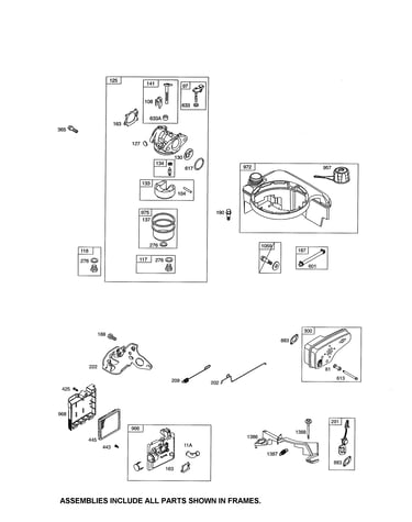 Carburetor/fuel tank/muffler