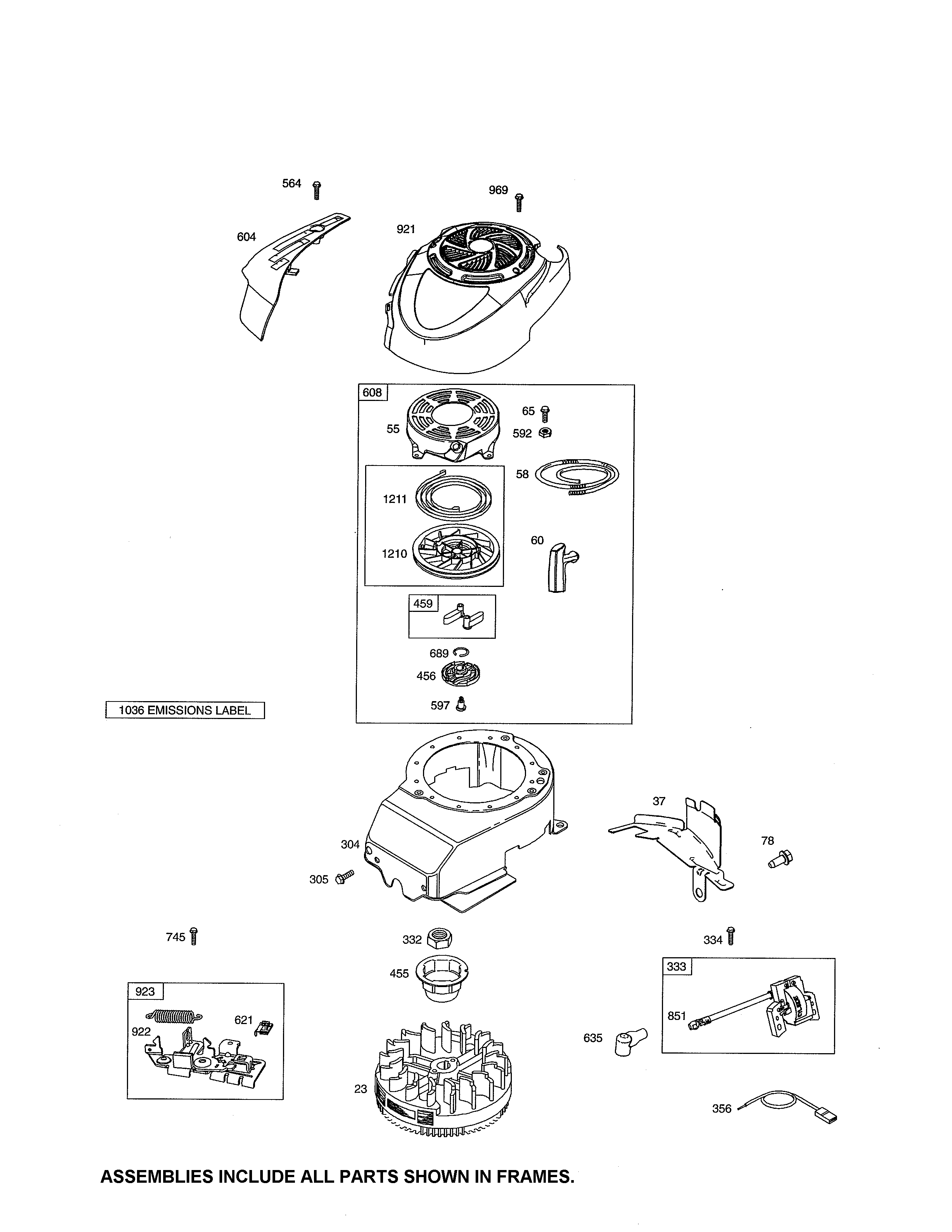 Rewind starter/blower housing