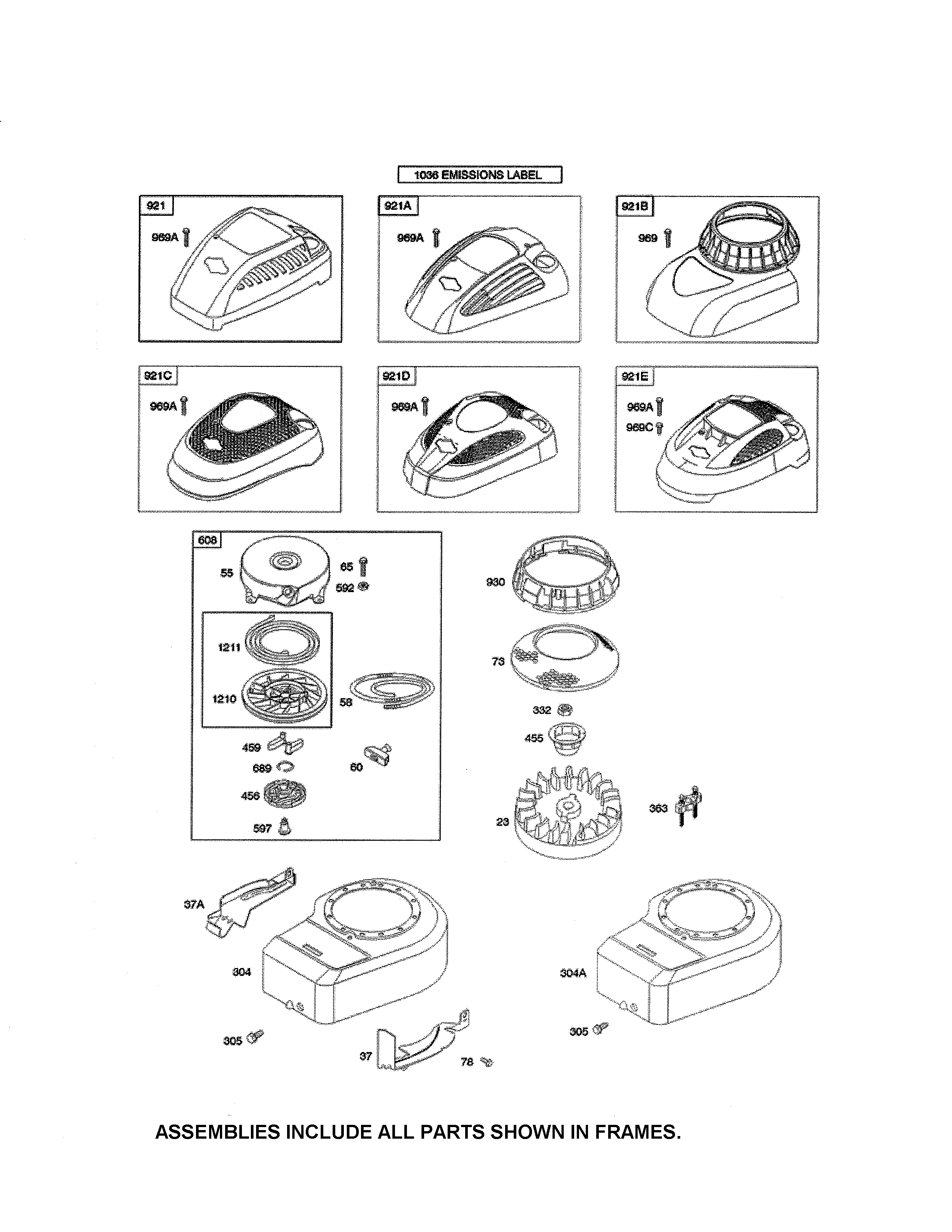 Blower housing/shroud/flywheel