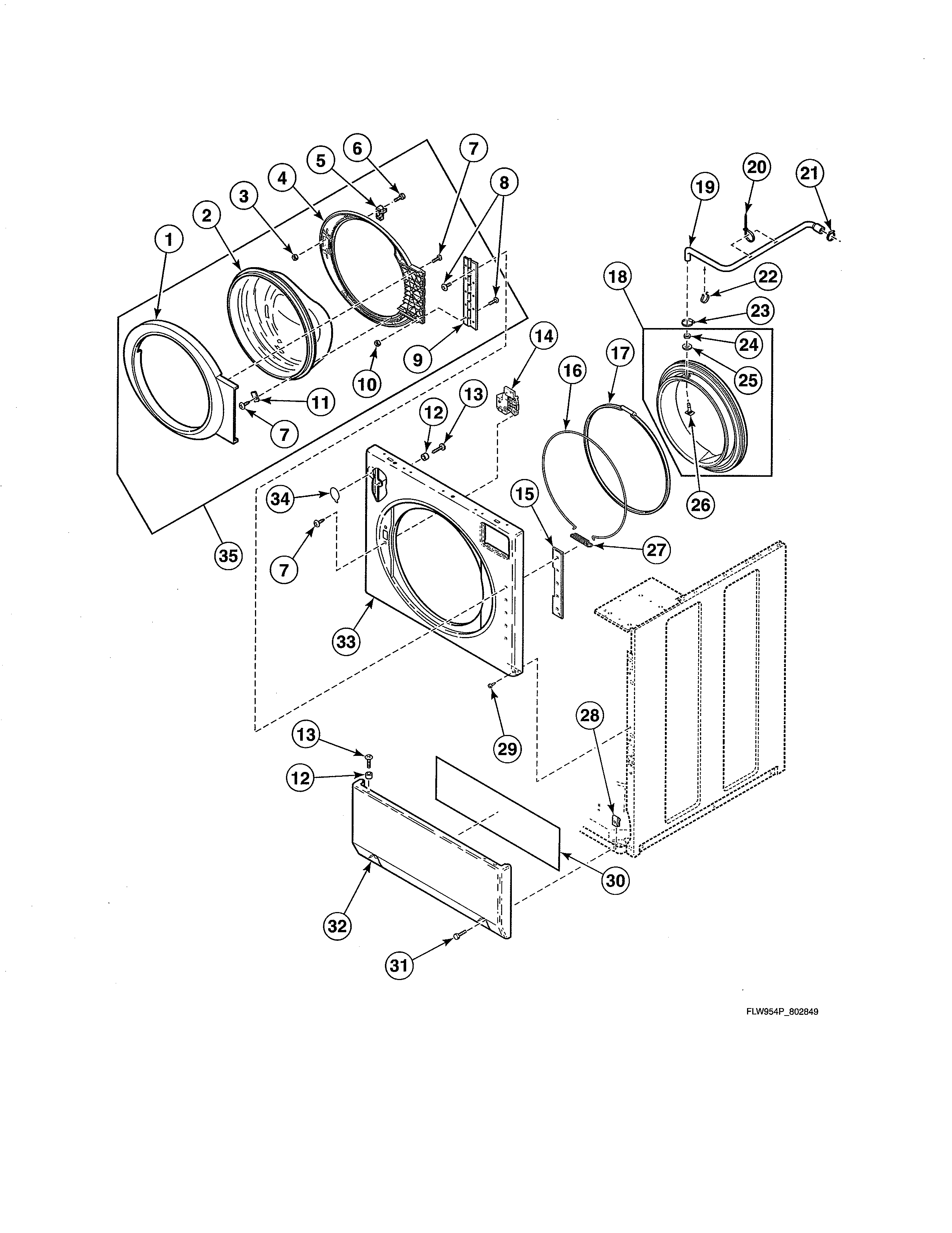 Front panel/door assy/door seal