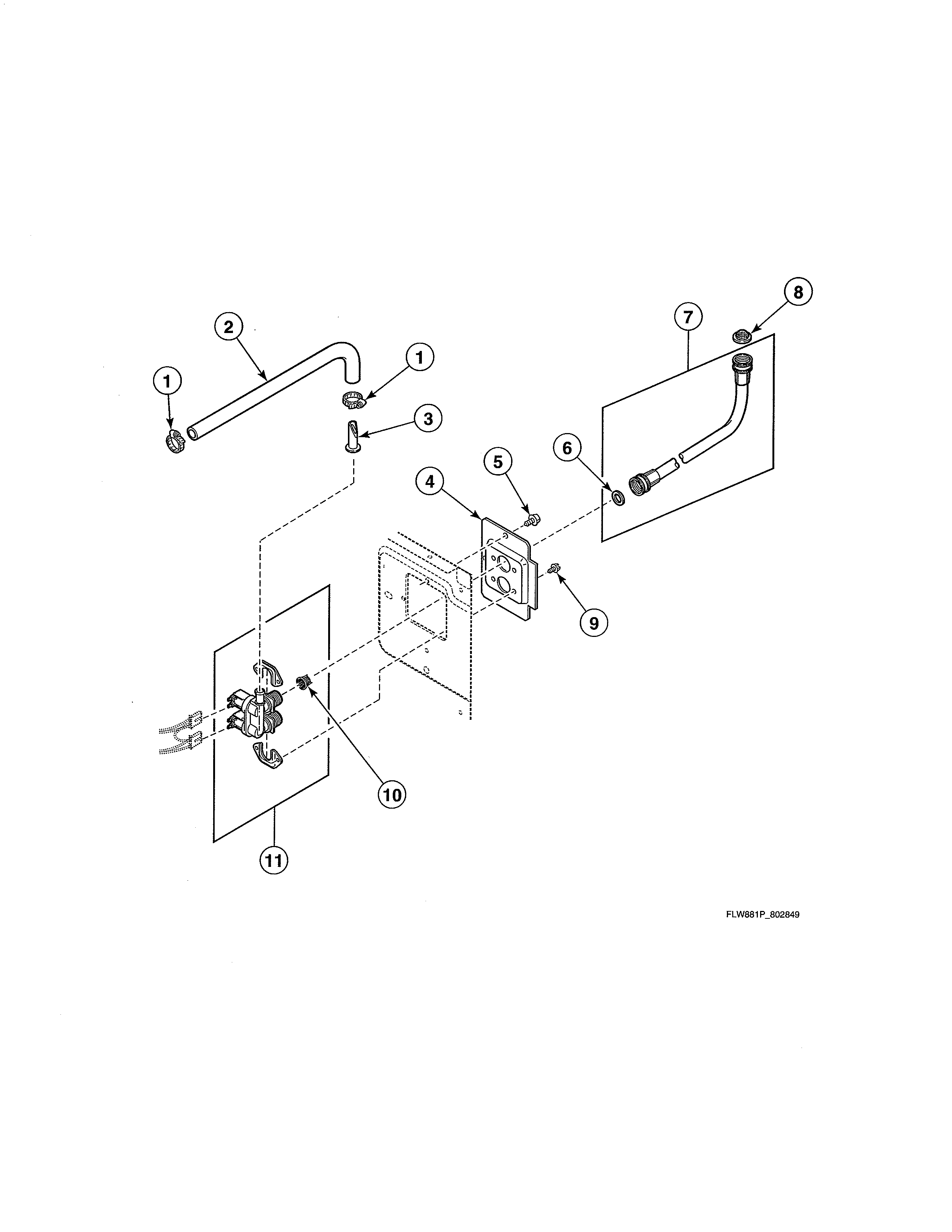 Mixing valve/fill hose