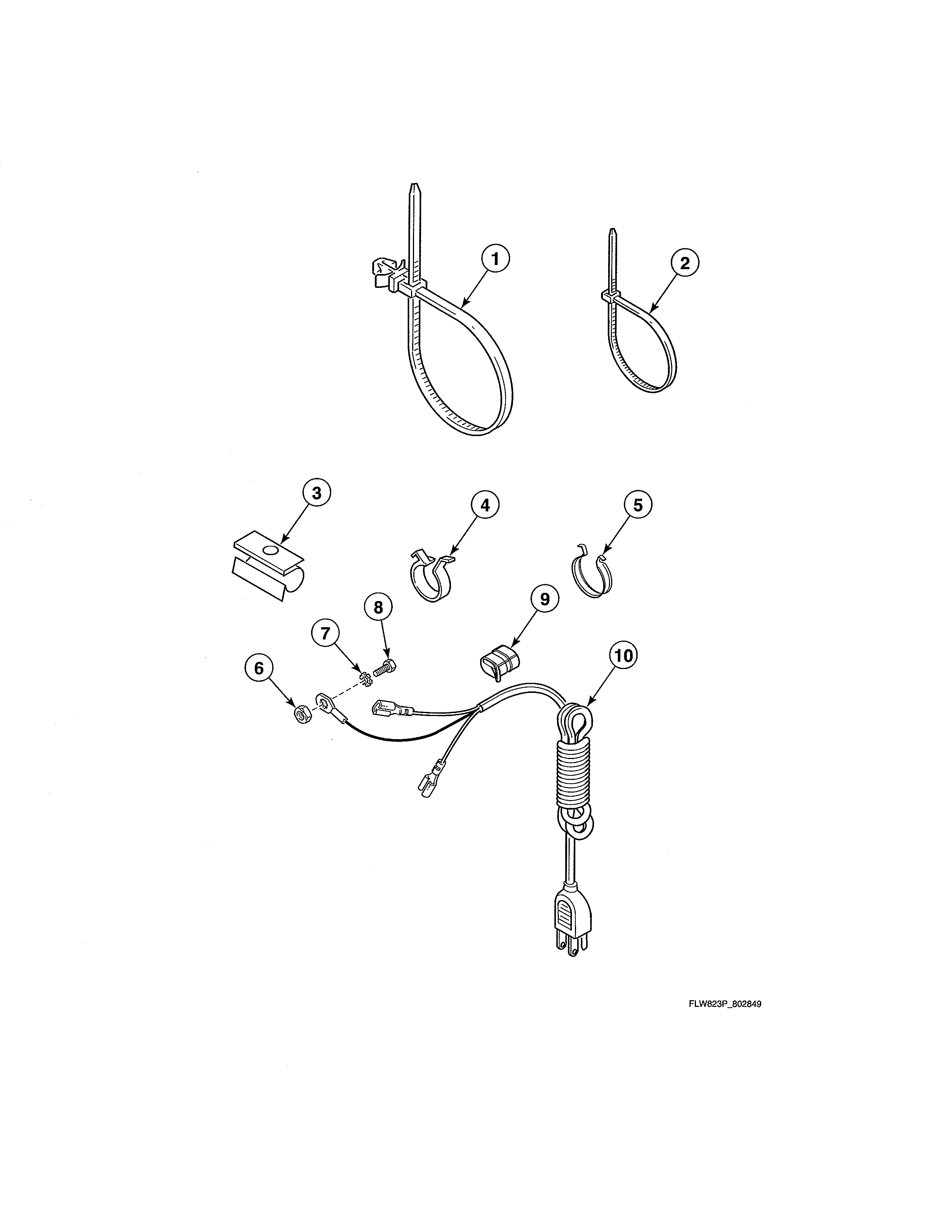 Wire ties/harness clip/lead-in cord