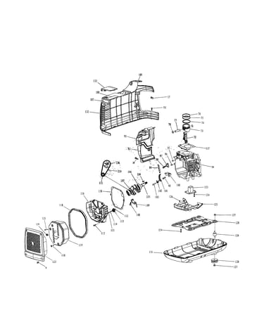 Muffler/crankshaft/base