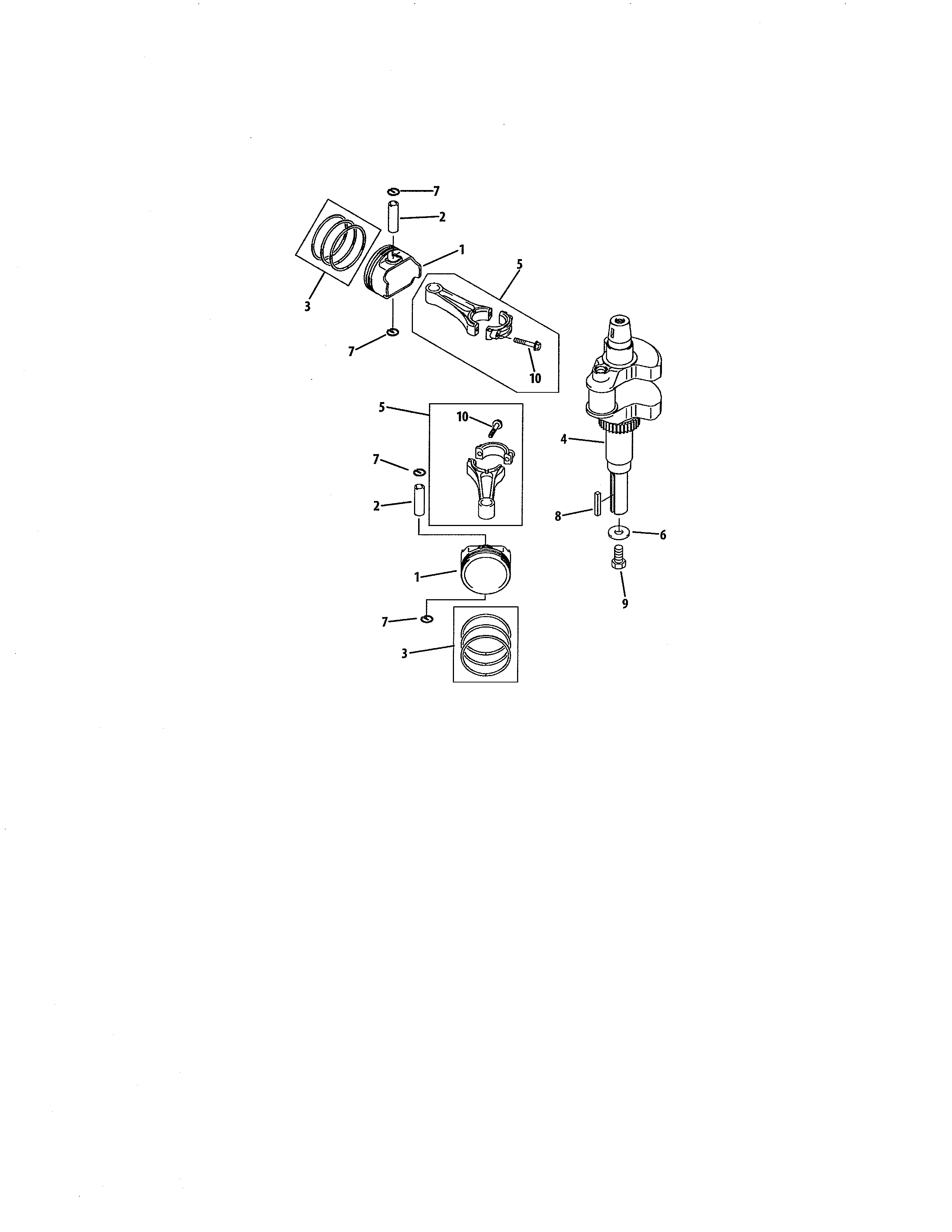 Piston/crankshaft