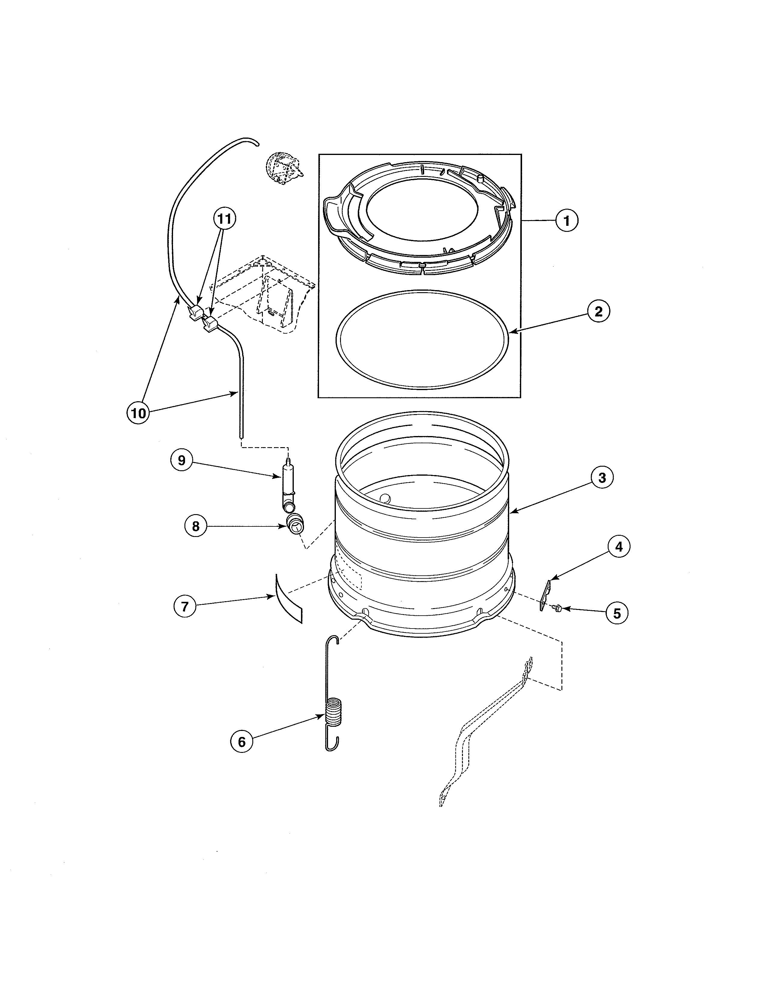 OUTER TUB/COVER/PRESSURE HOSE