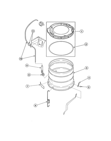 Outer tub/cover/pressure hose