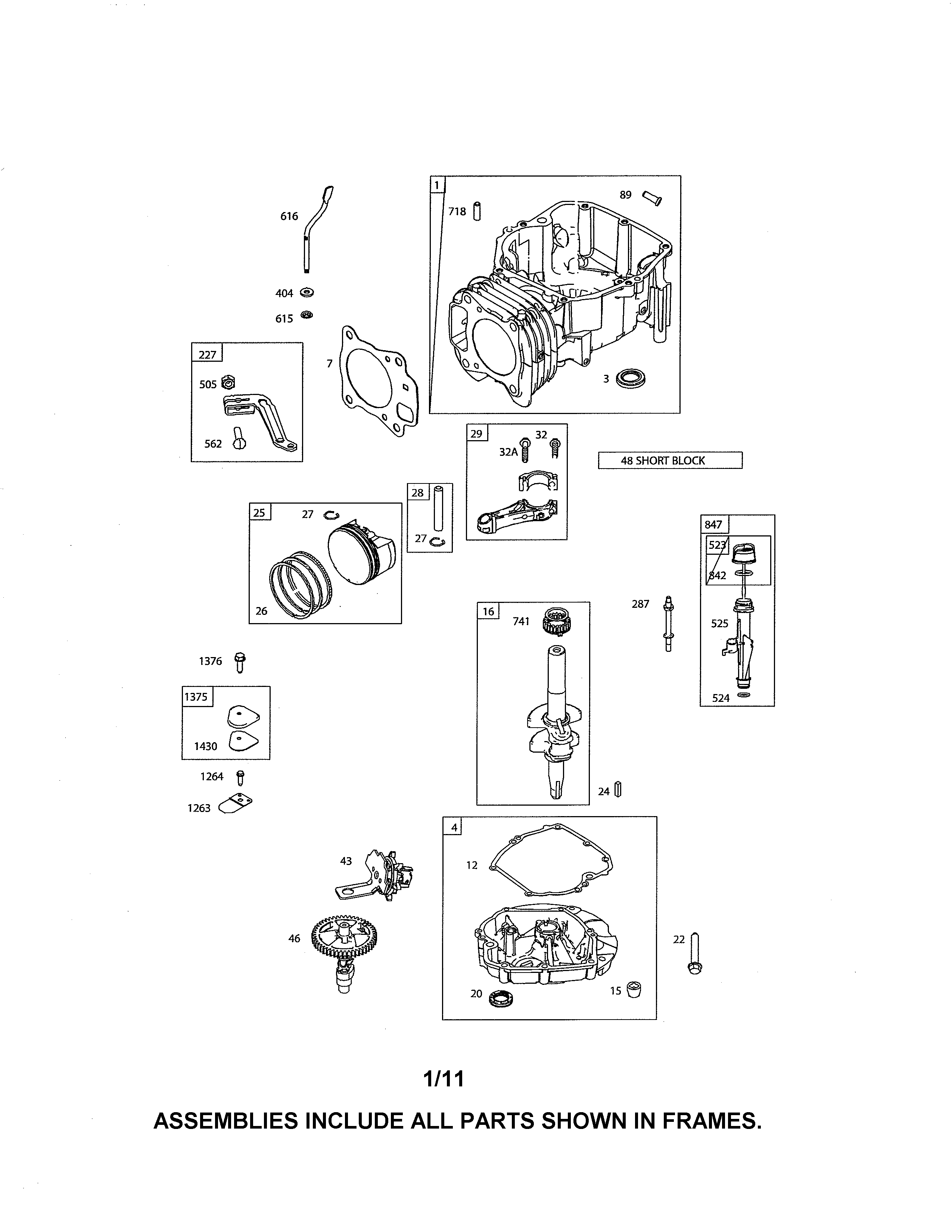 Cylinder/crankshaft/sump