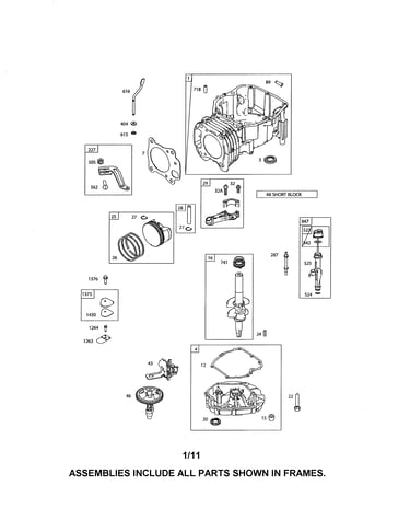 Cylinder/crankshaft/sump