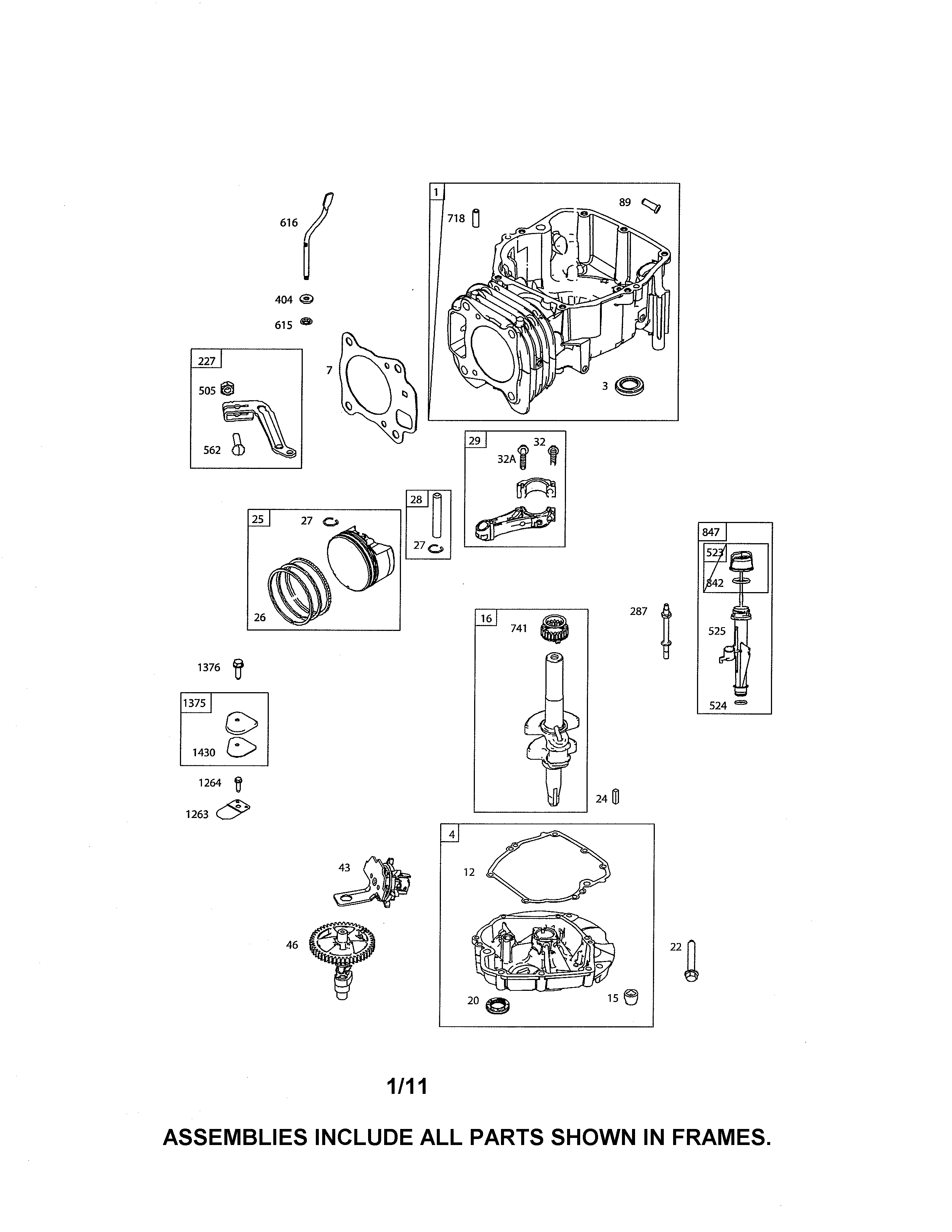Cylinder/crankshaft/sump