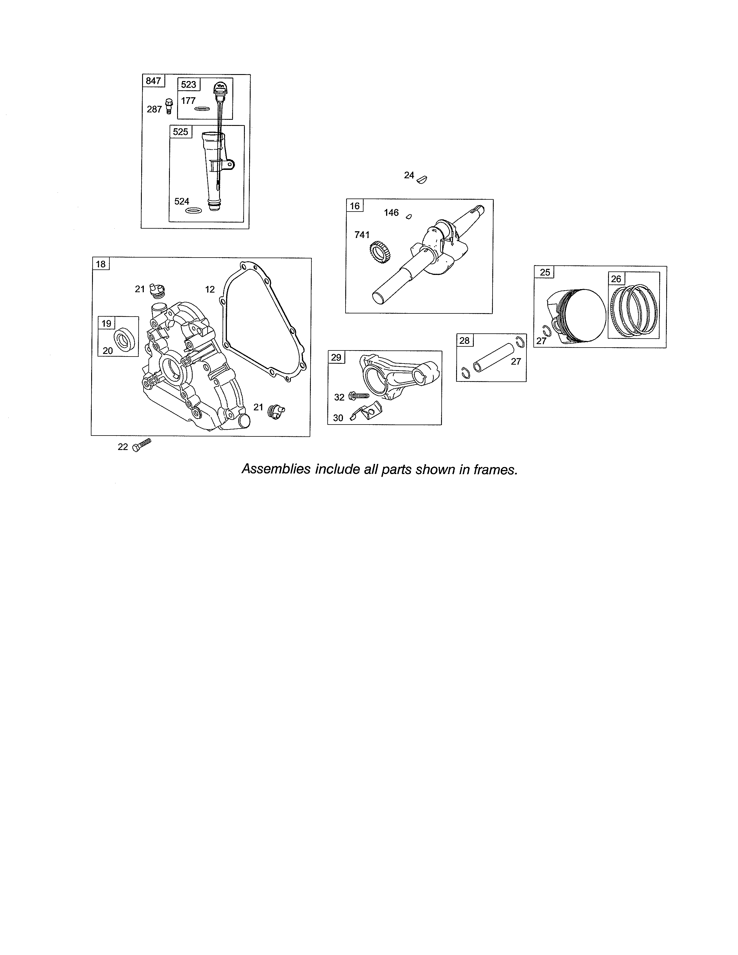 Crankcase/crankshaft/piston