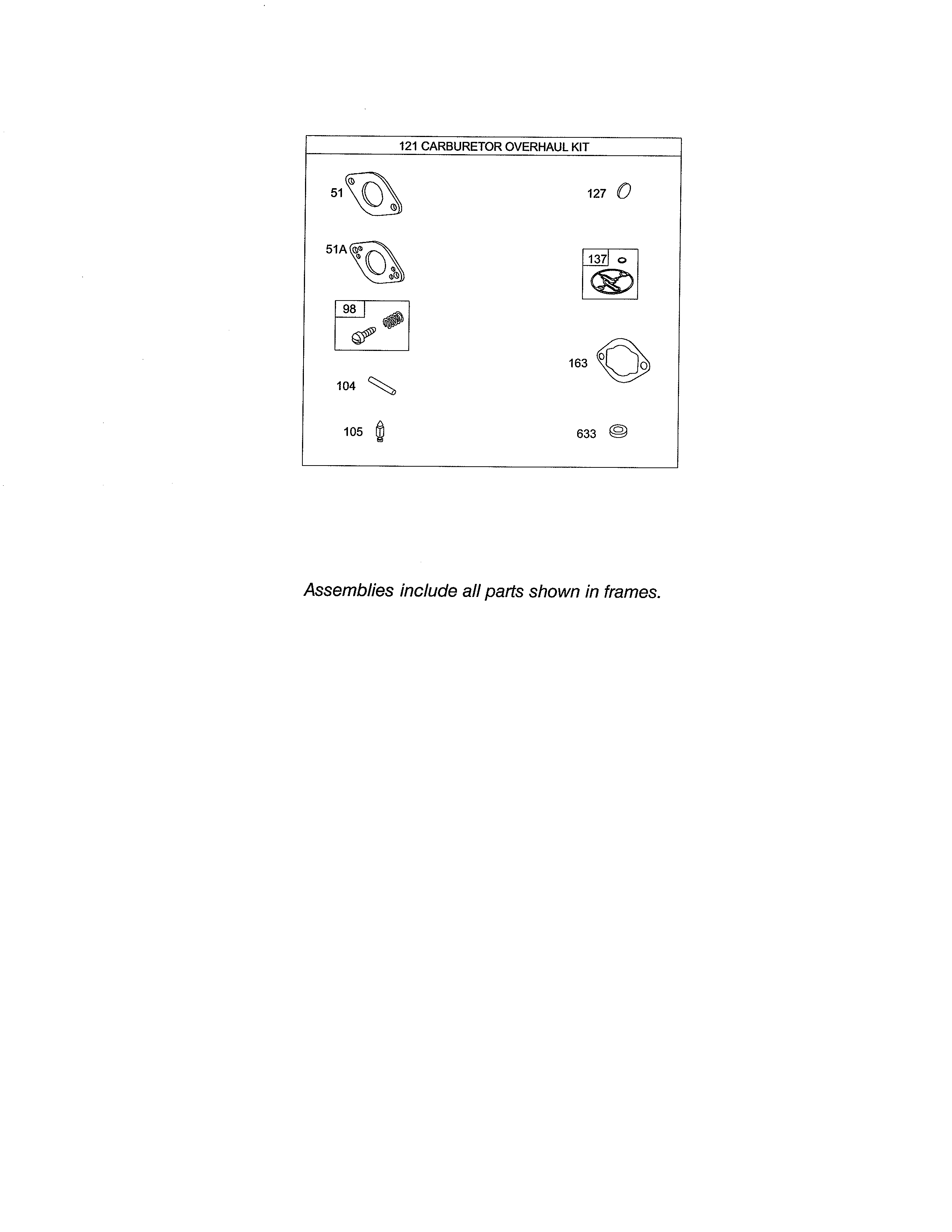 Carburetor overhaul kit