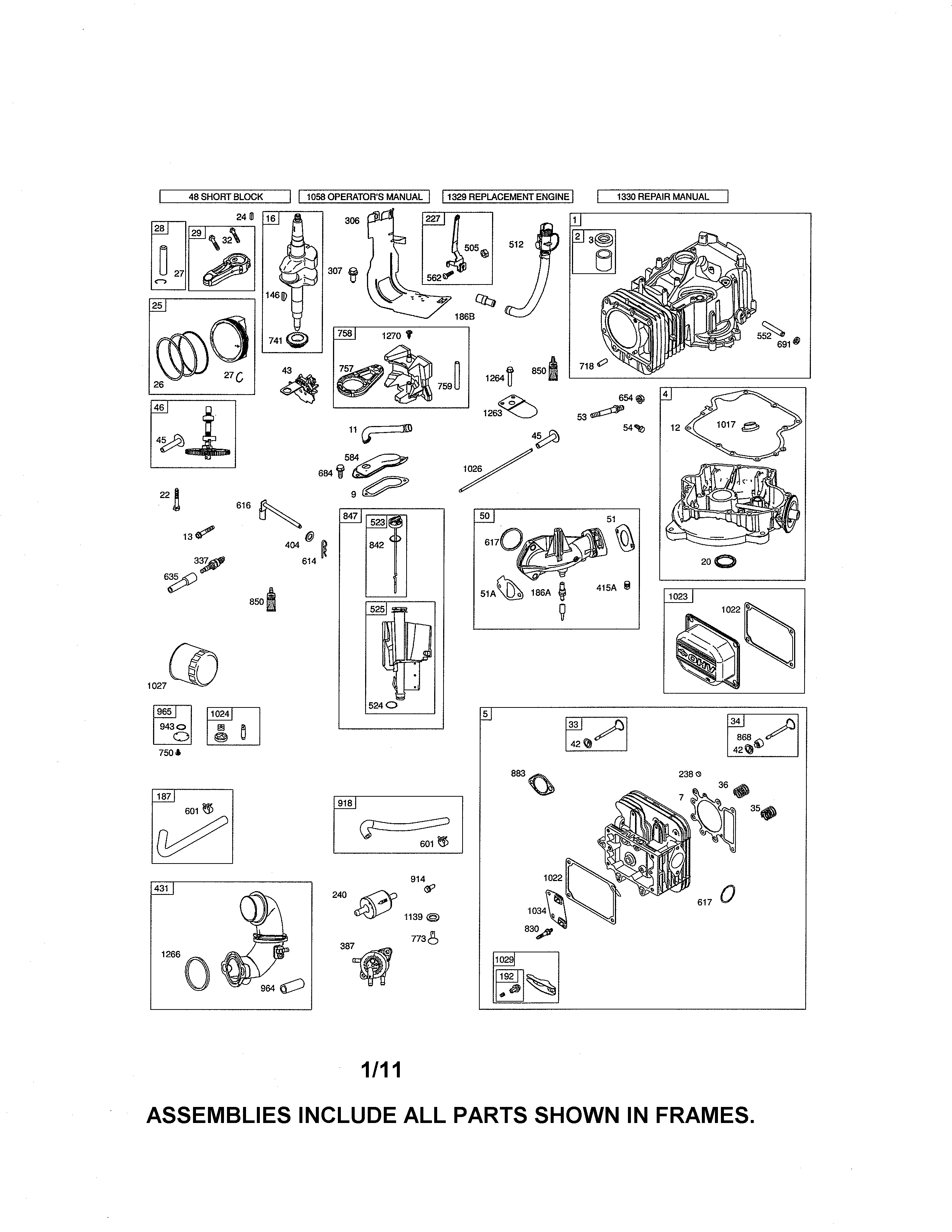 Cylinder/crankshaft/sump