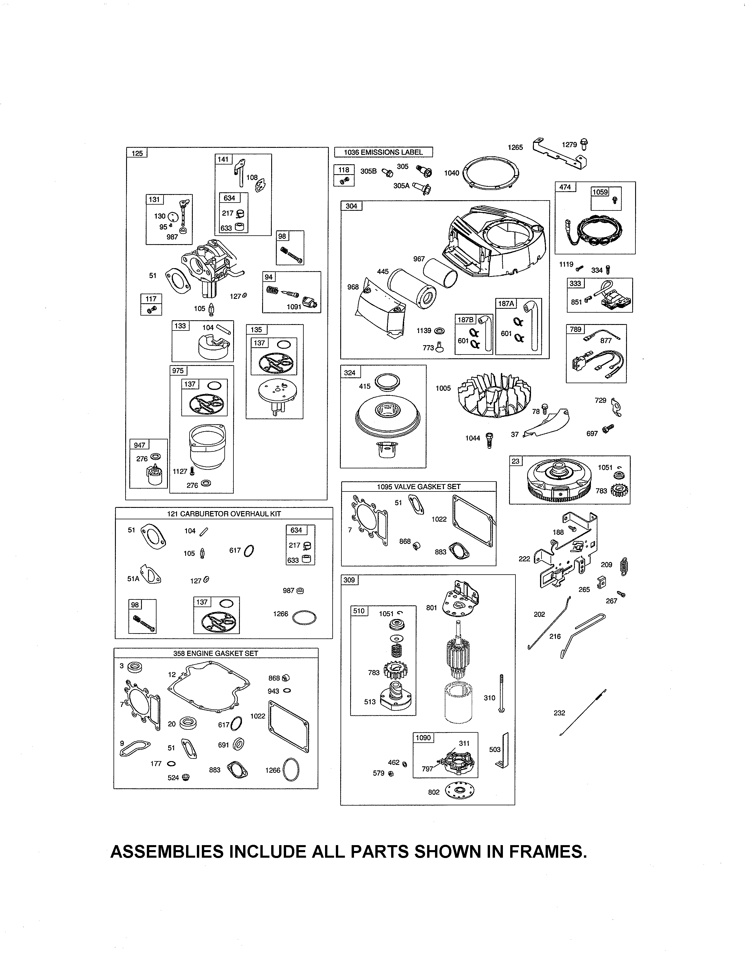 Carburetor/starter/flywheel