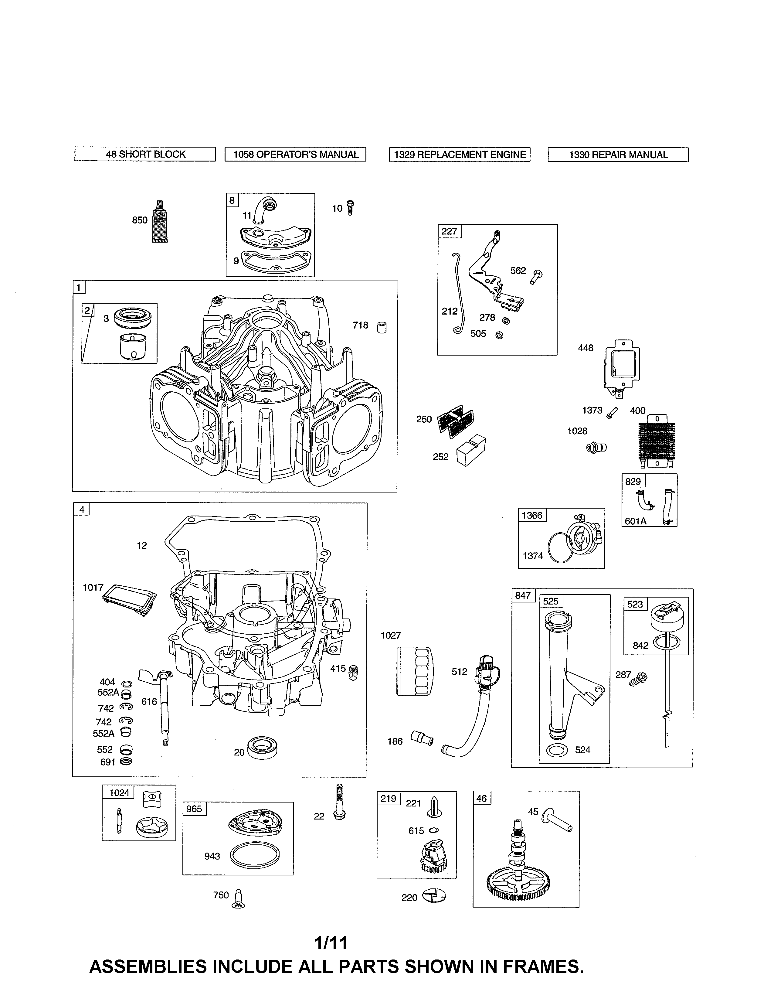 Cylinder/sump/camshaft
