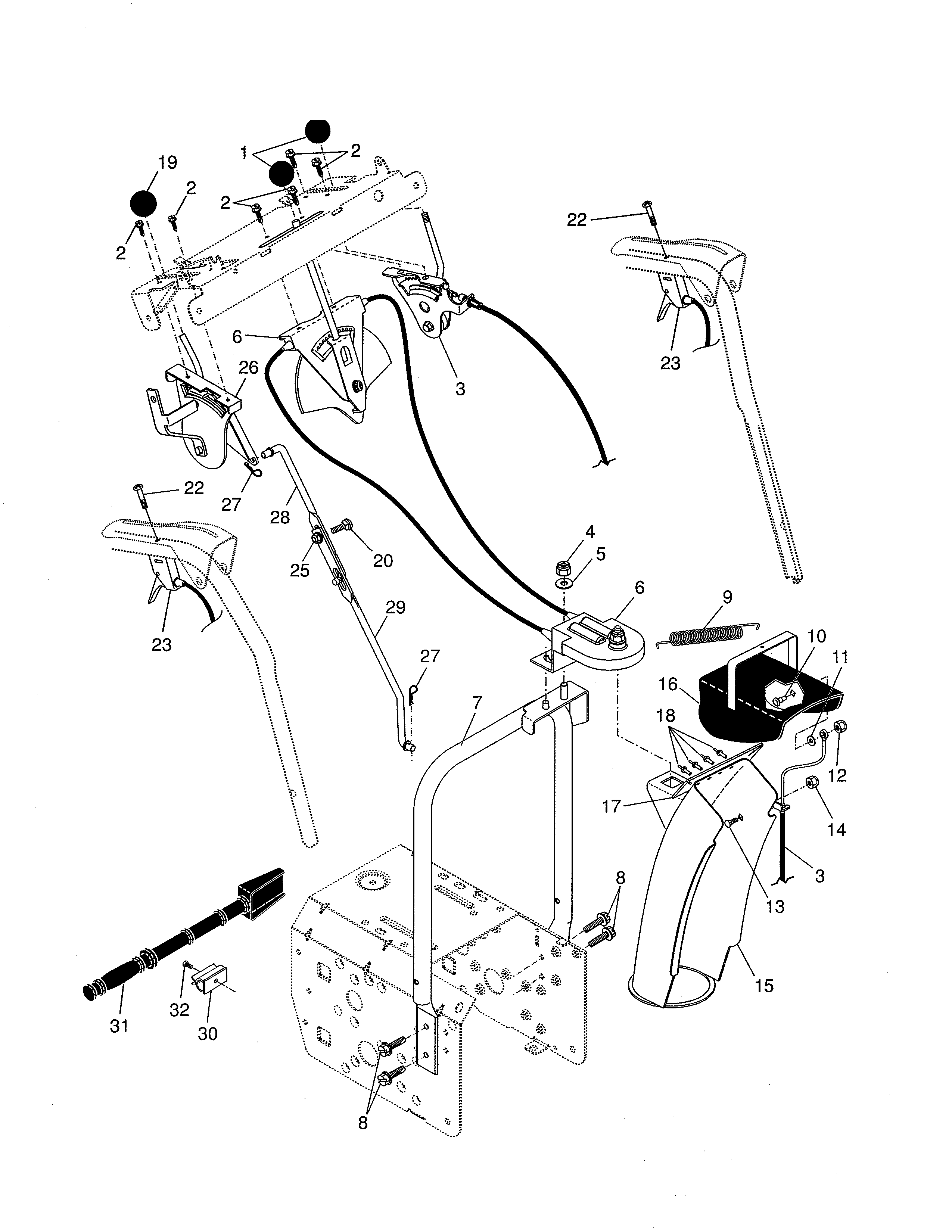 Control panel/discharge chute