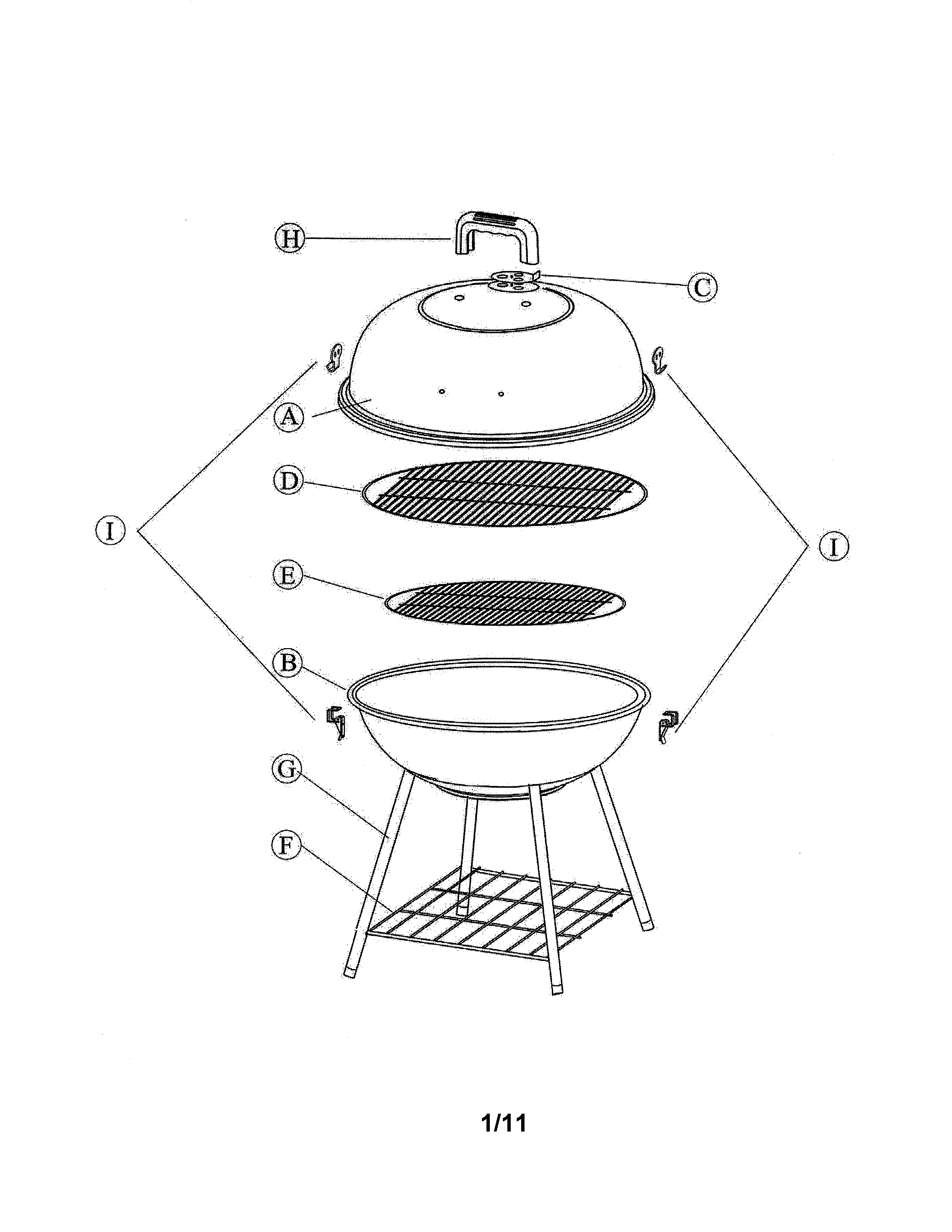 Table top  round charcoal grill