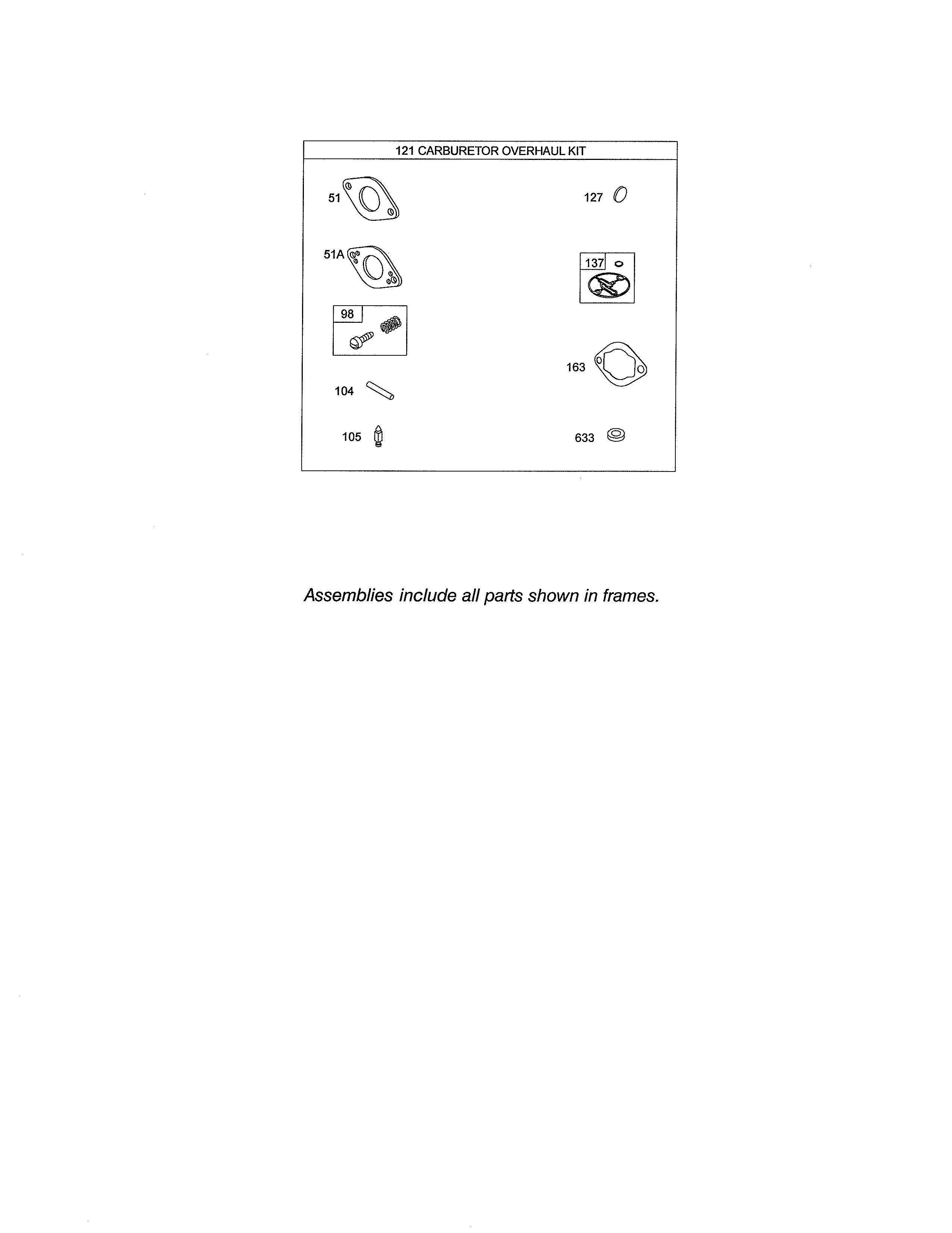 Carburetor overhaul kit
