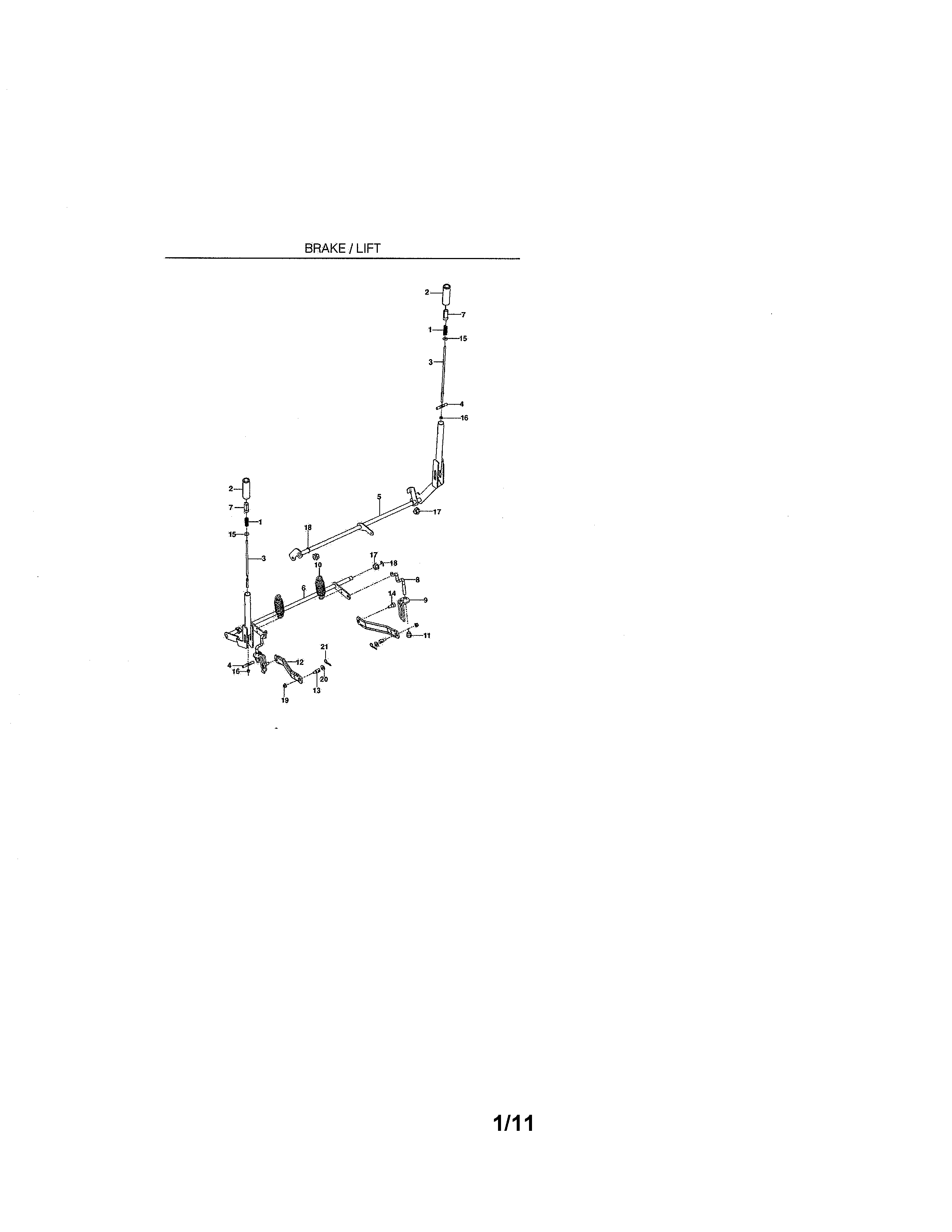 Brake/rear mower lift