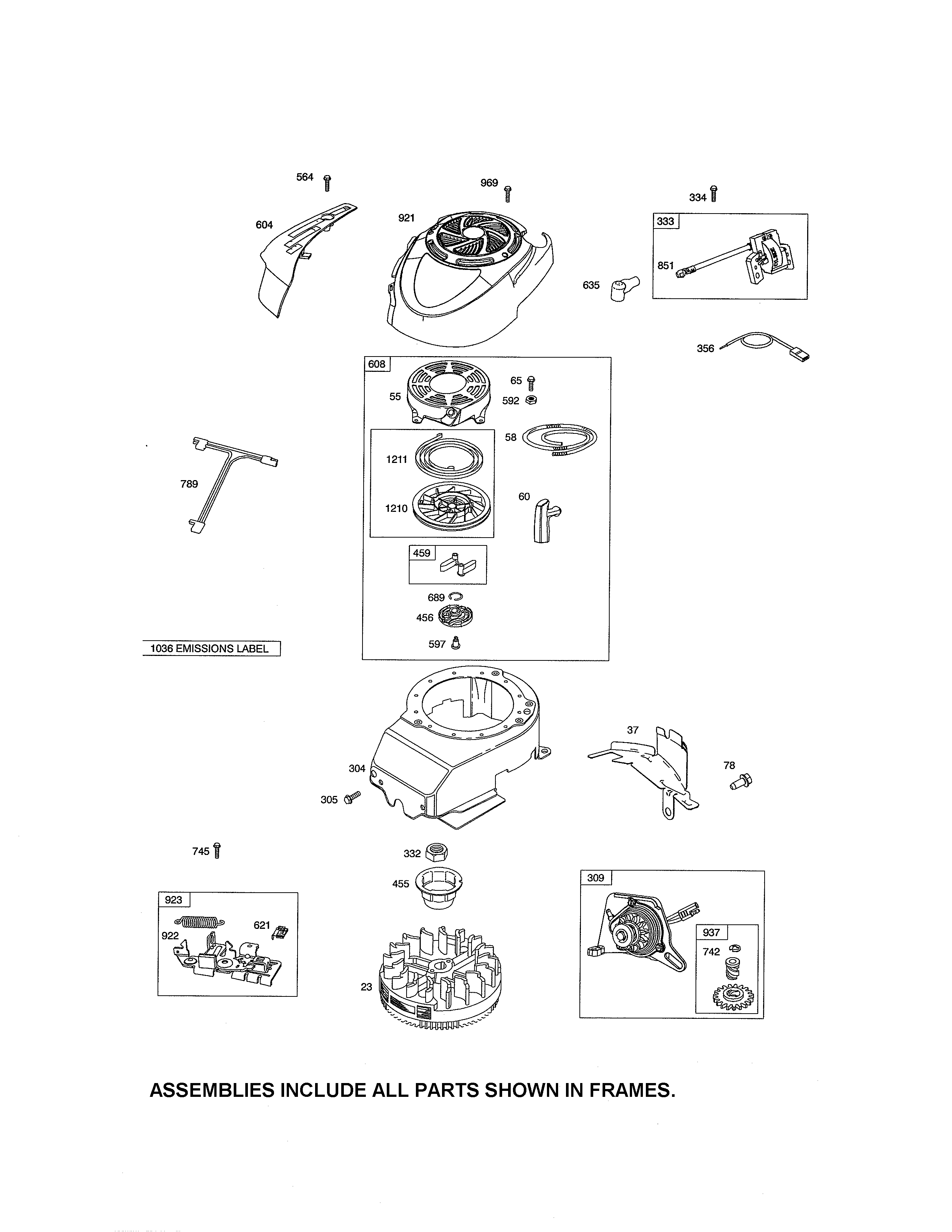Rewind starter/blower housing