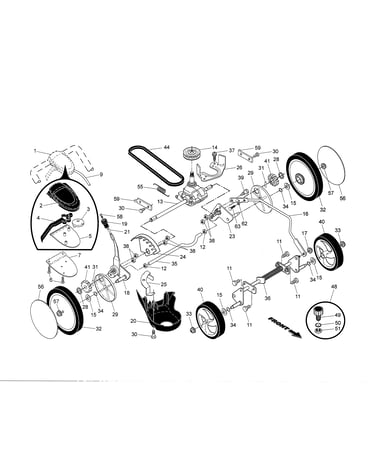Drive control/gear case/wheels