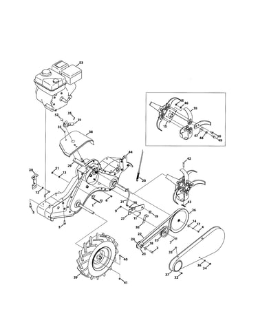 Engine/tines/wheels