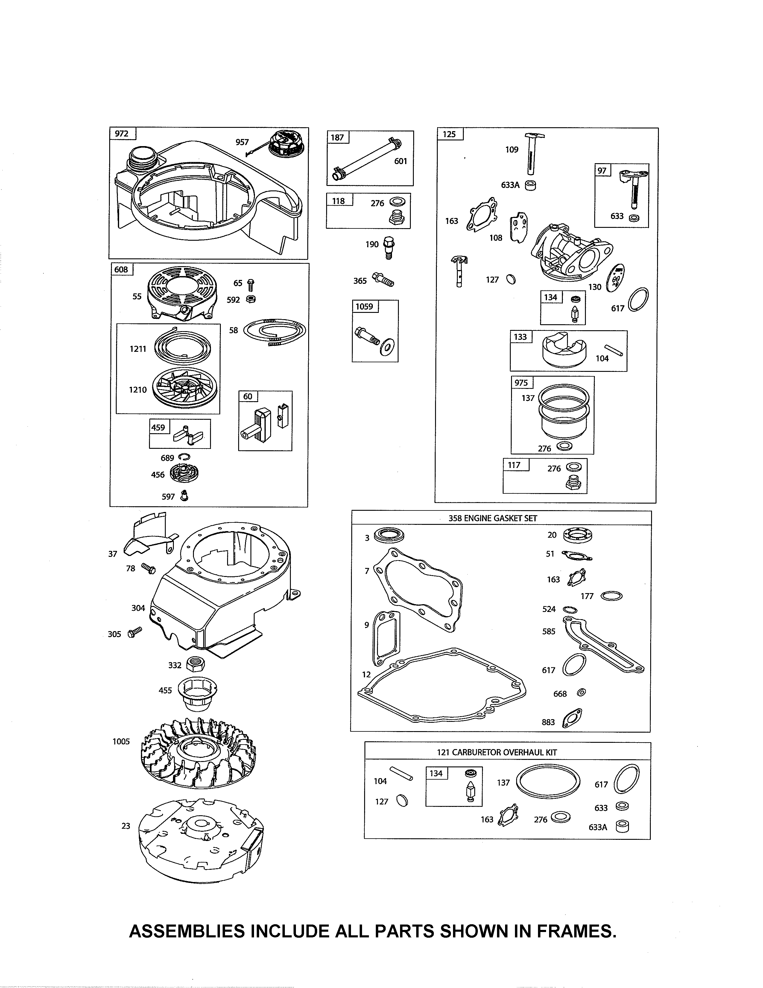 Carburetor/rewind starter