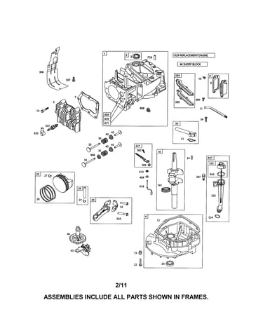 Cylinder/crankshaft/sump
