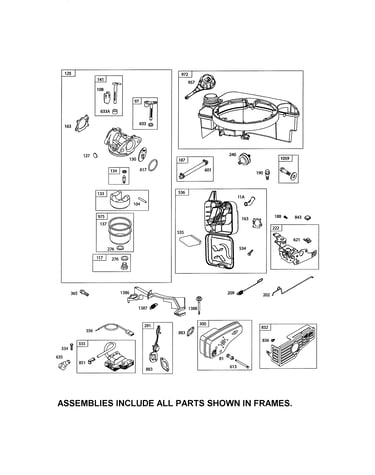 Carburetor/fuel tank/muffler