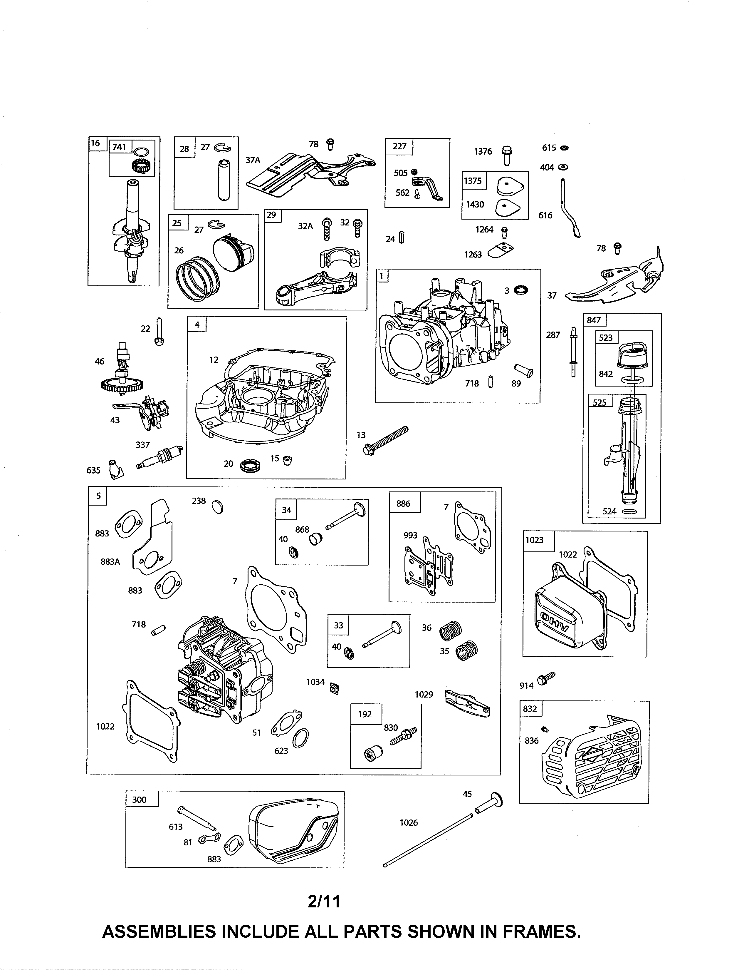 Cylinder/crankshaft/sump