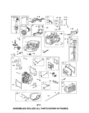 Cylinder/crankshaft/sump