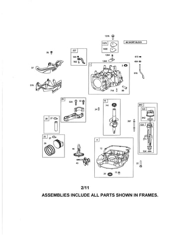Cylinder/crankshaft/sump