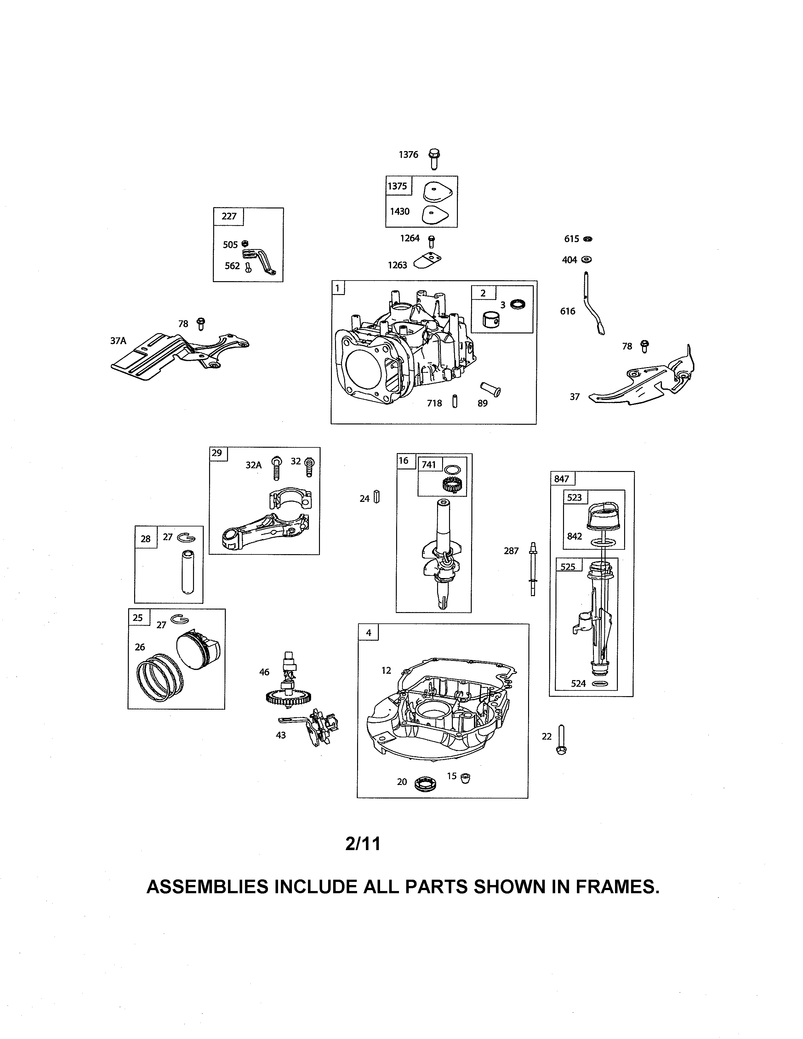 Cylinder/crankshaft/sump