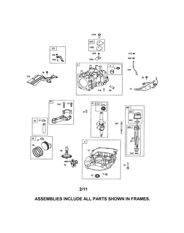 Cylinder/crankshaft/sump
