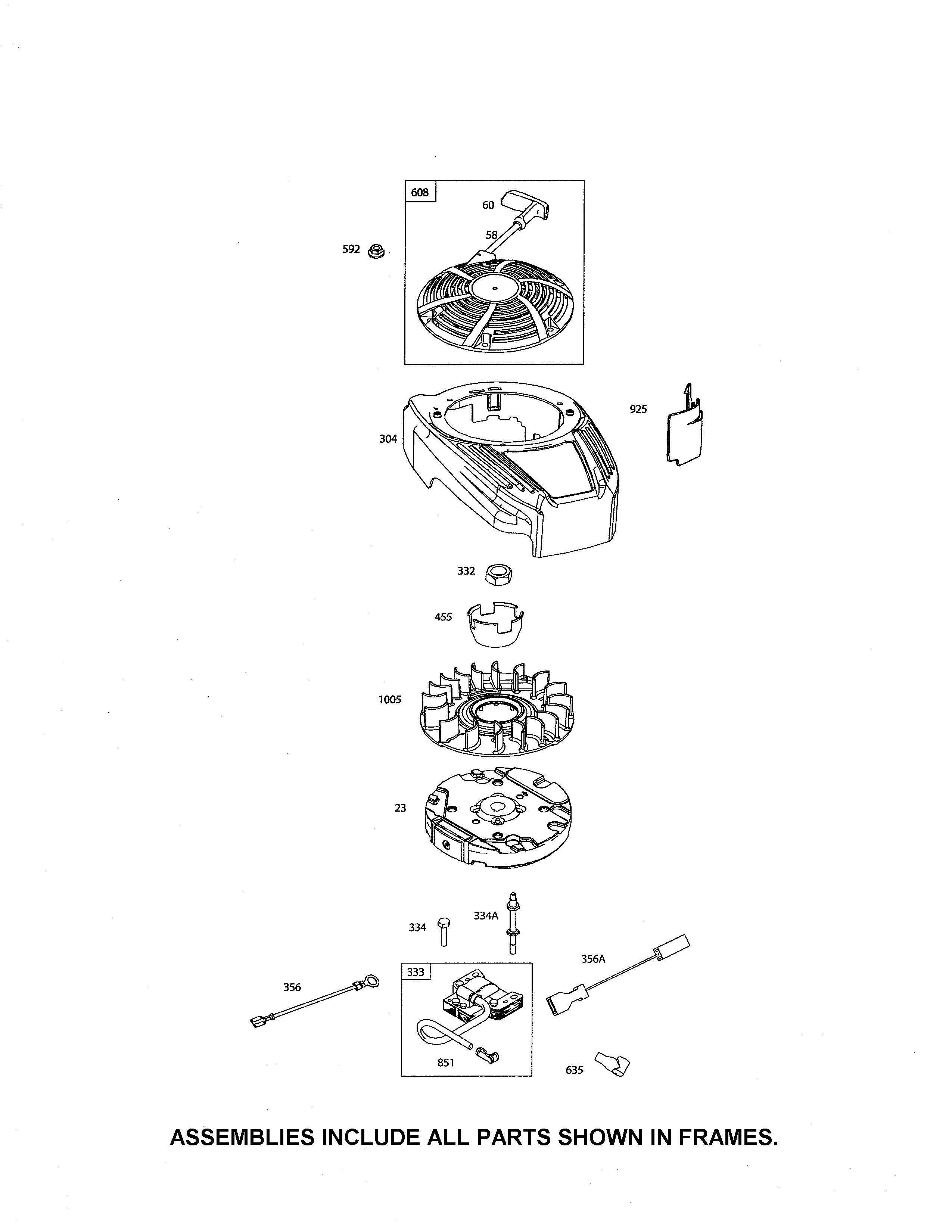 Rewind starter/blower housing
