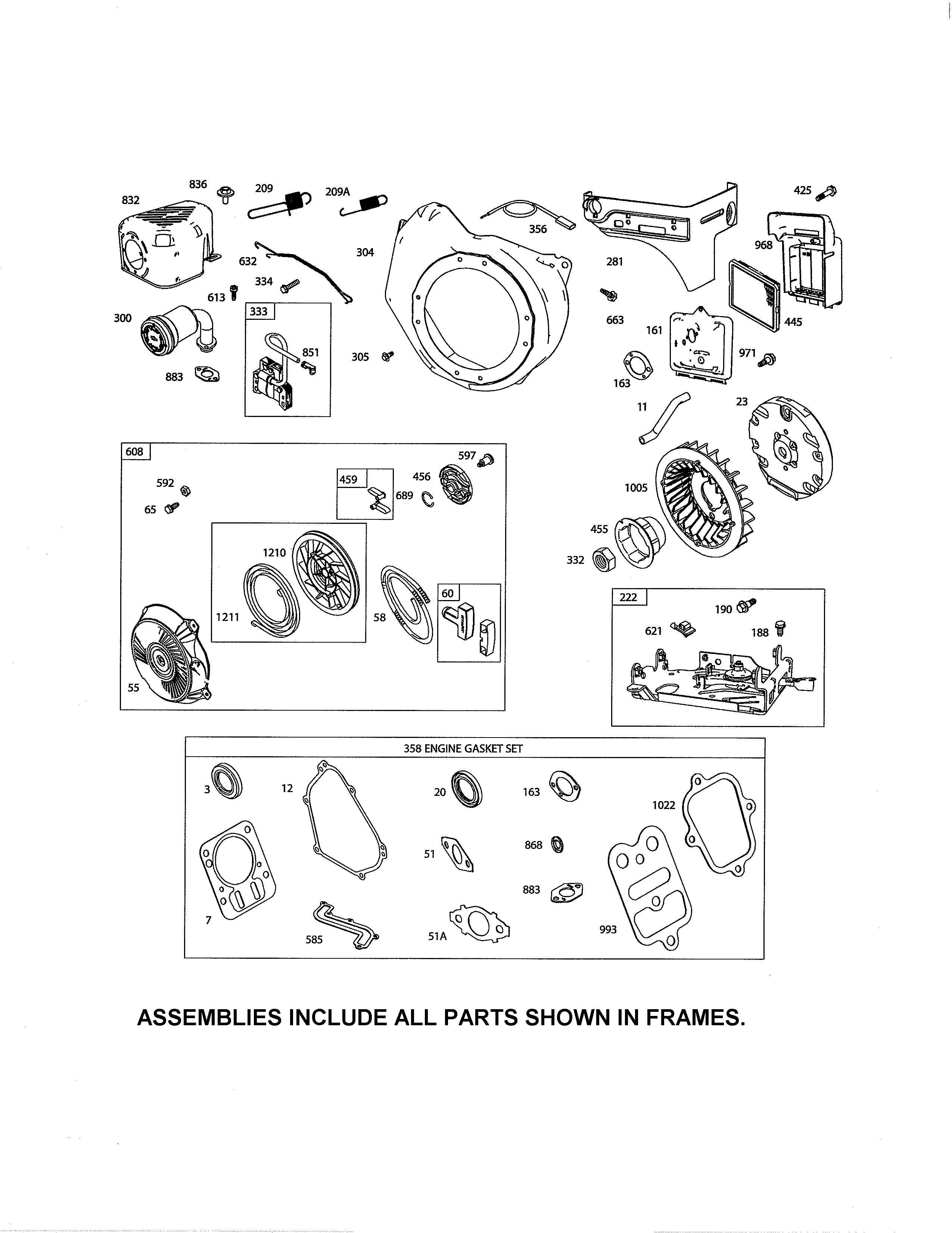 Rewind starter/blower housing