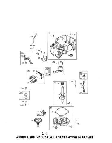 Cylinder/crankshaft/sump