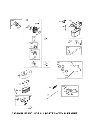 Carburetor/fuel tank/air cleaner