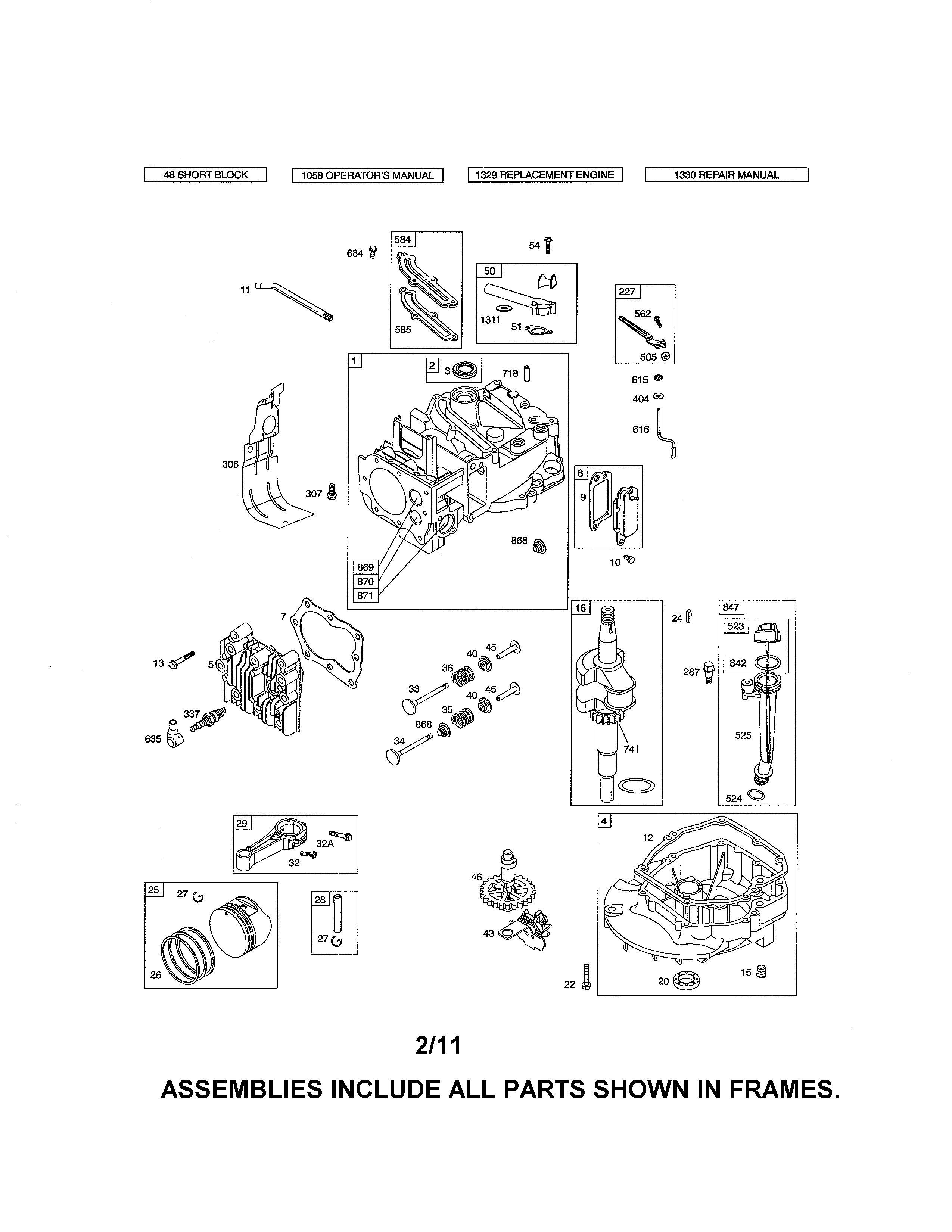 Cylinder/crankshaft/sump