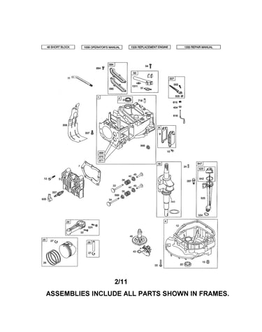 Cylinder/crankshaft/sump