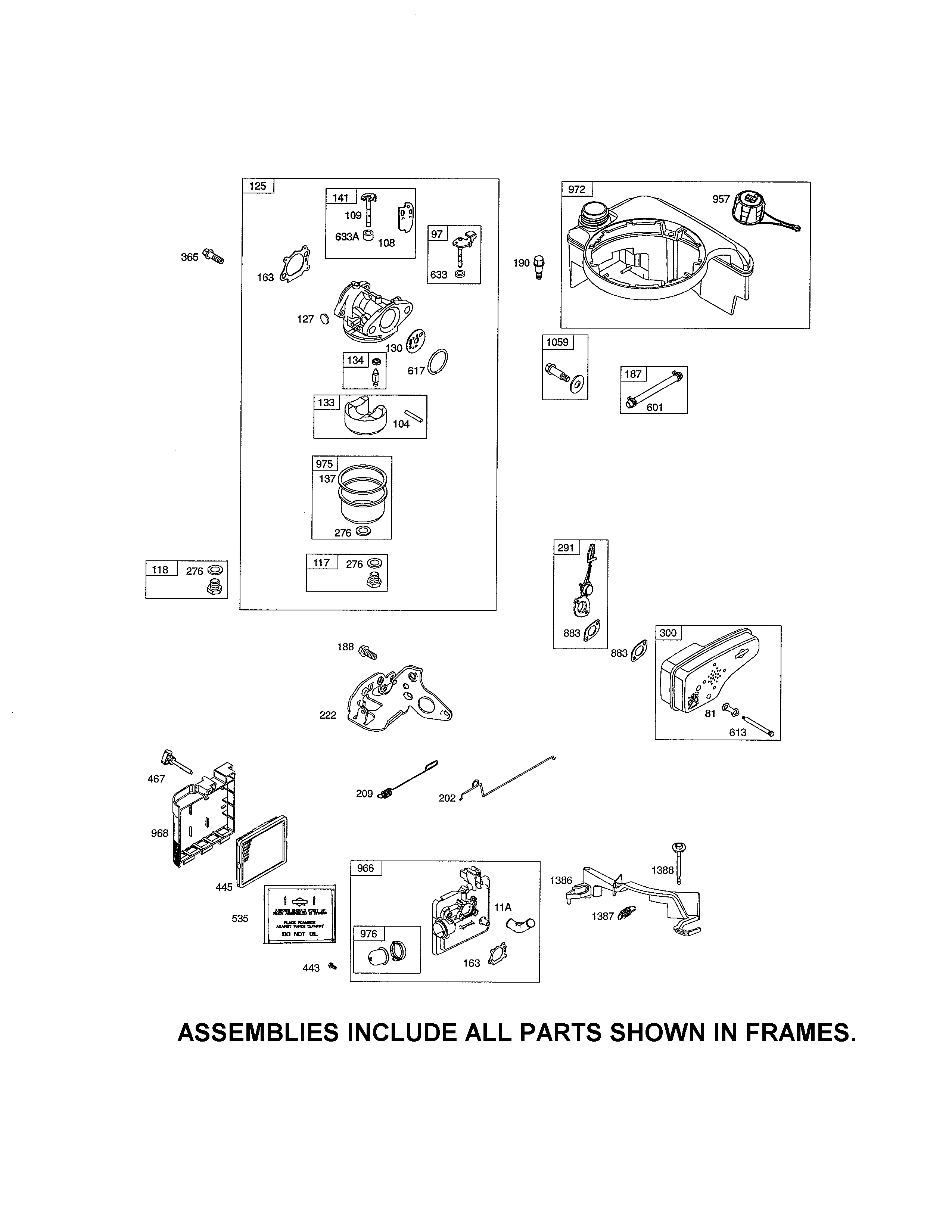 Carburetor/muffler/fuel tank