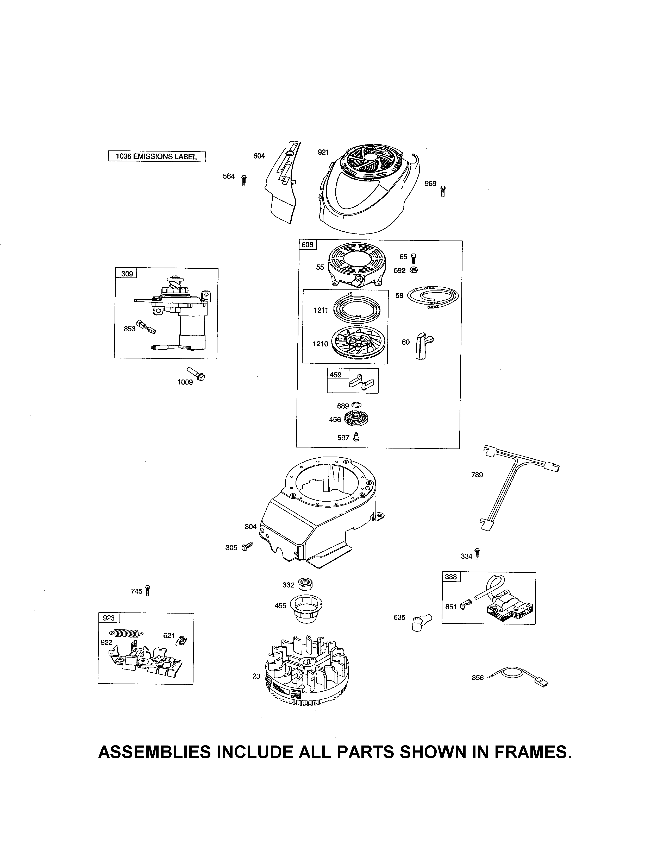 Rewind starter/blower housing