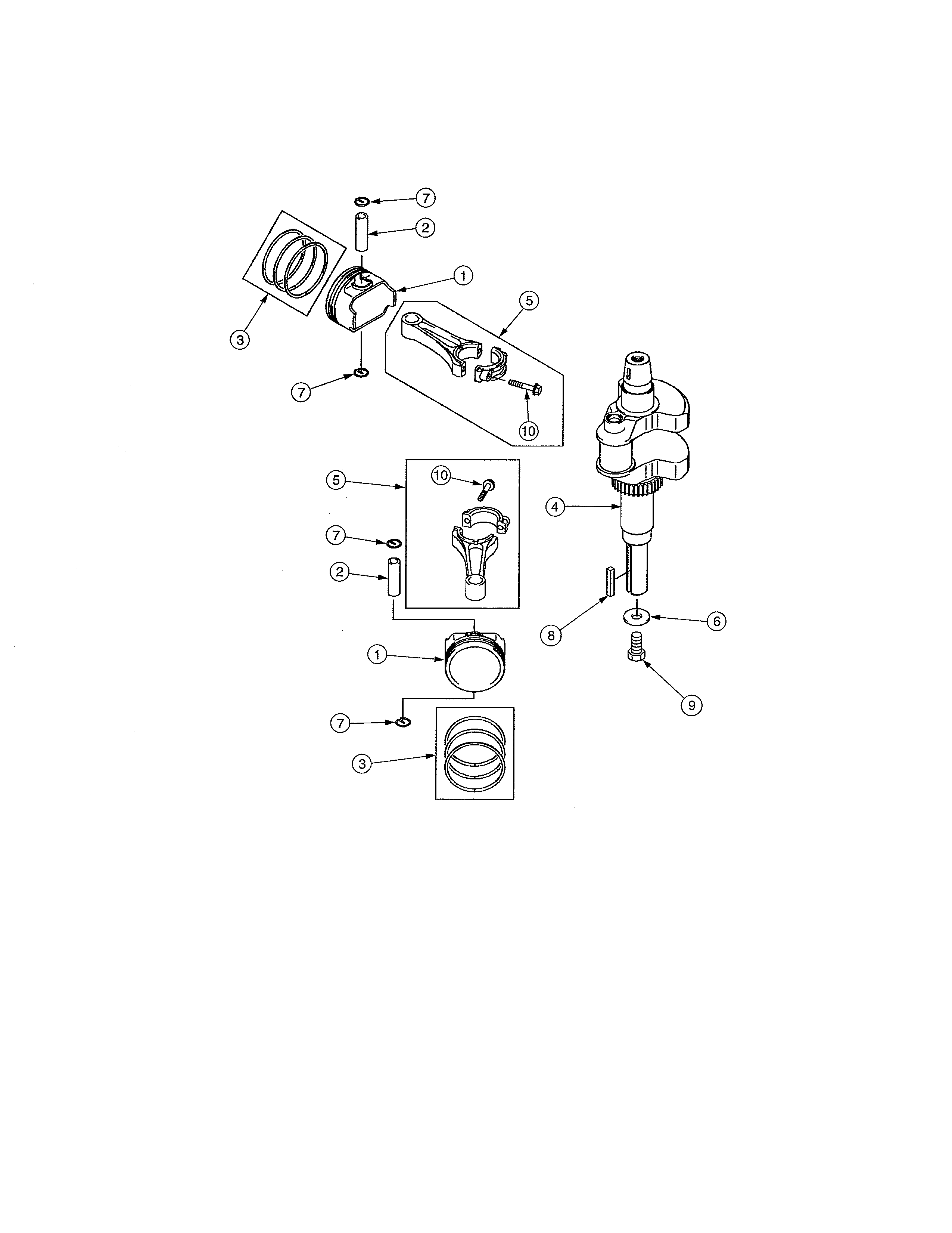 Pistons/crankshaft