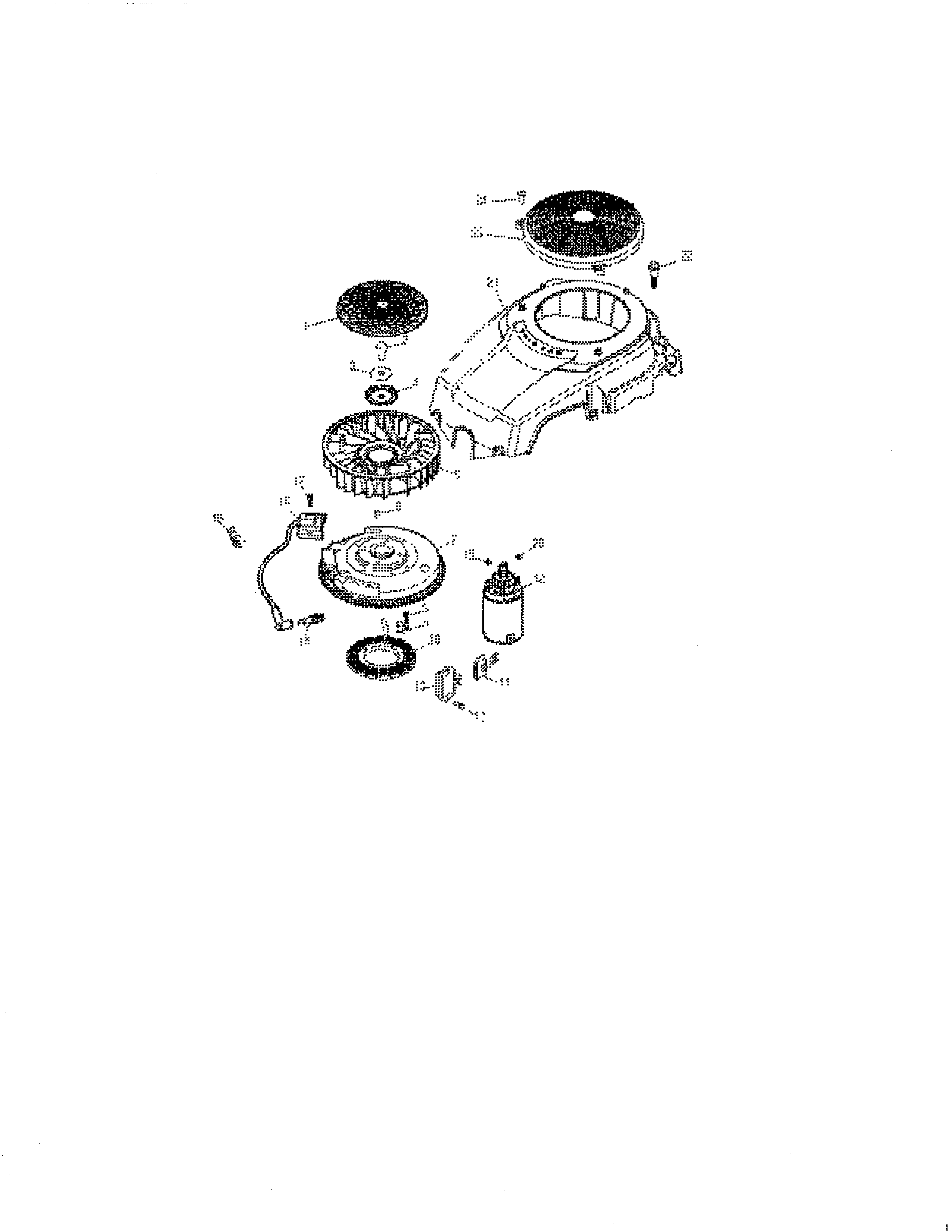 Starter/flywheel/blower housing