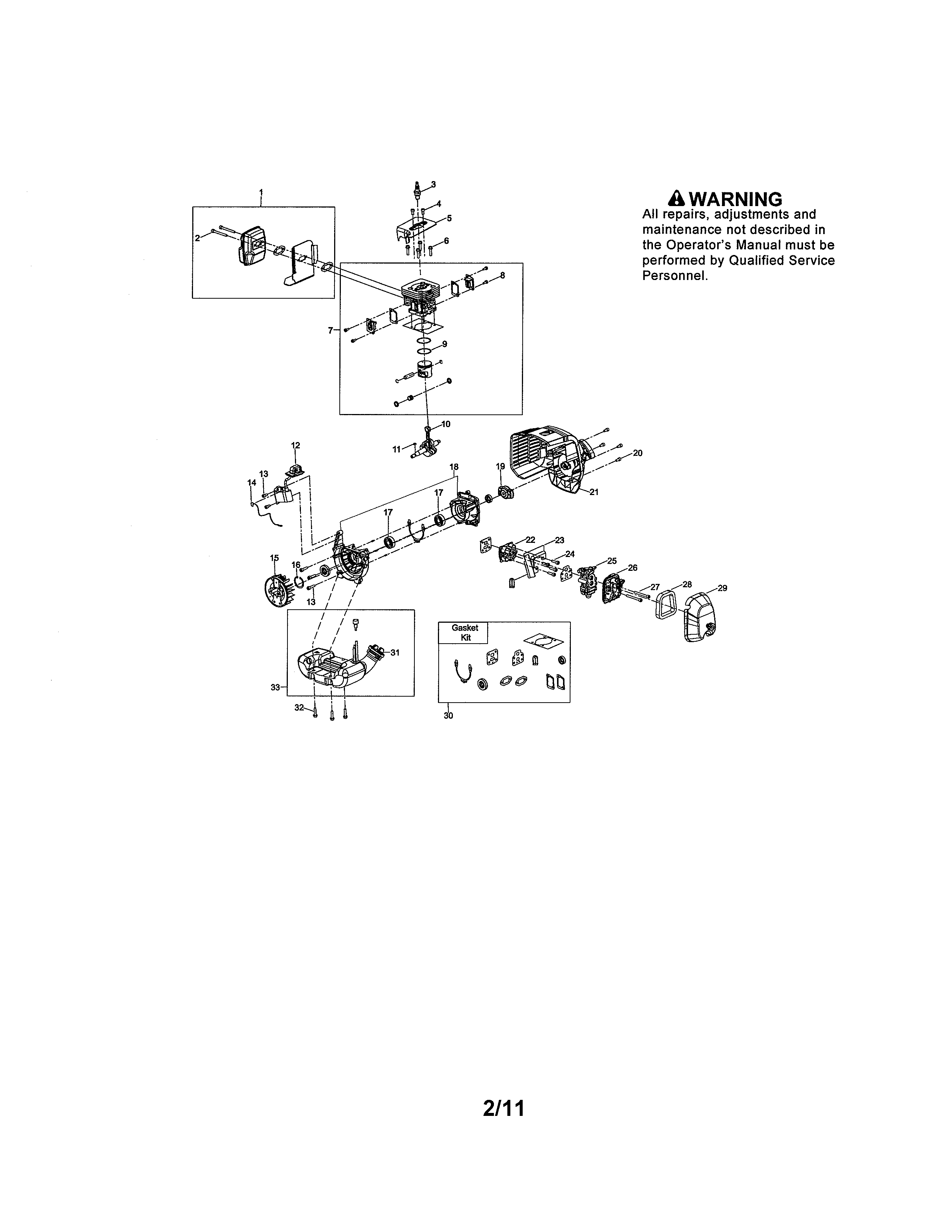 Cylinder/muffler/fuel tank