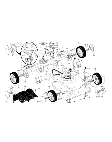 Drive control/gear case/wheels