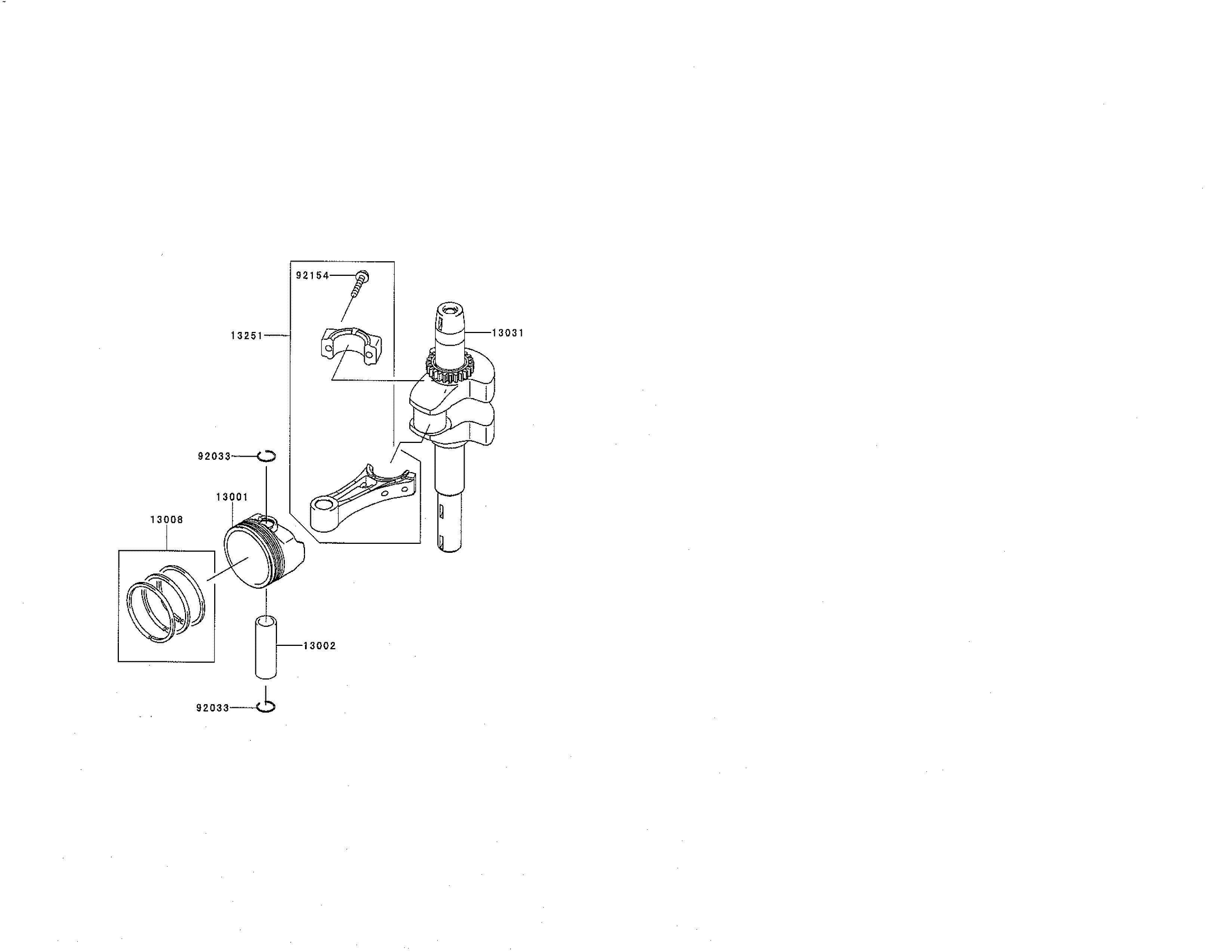 Piston/crankshaft
