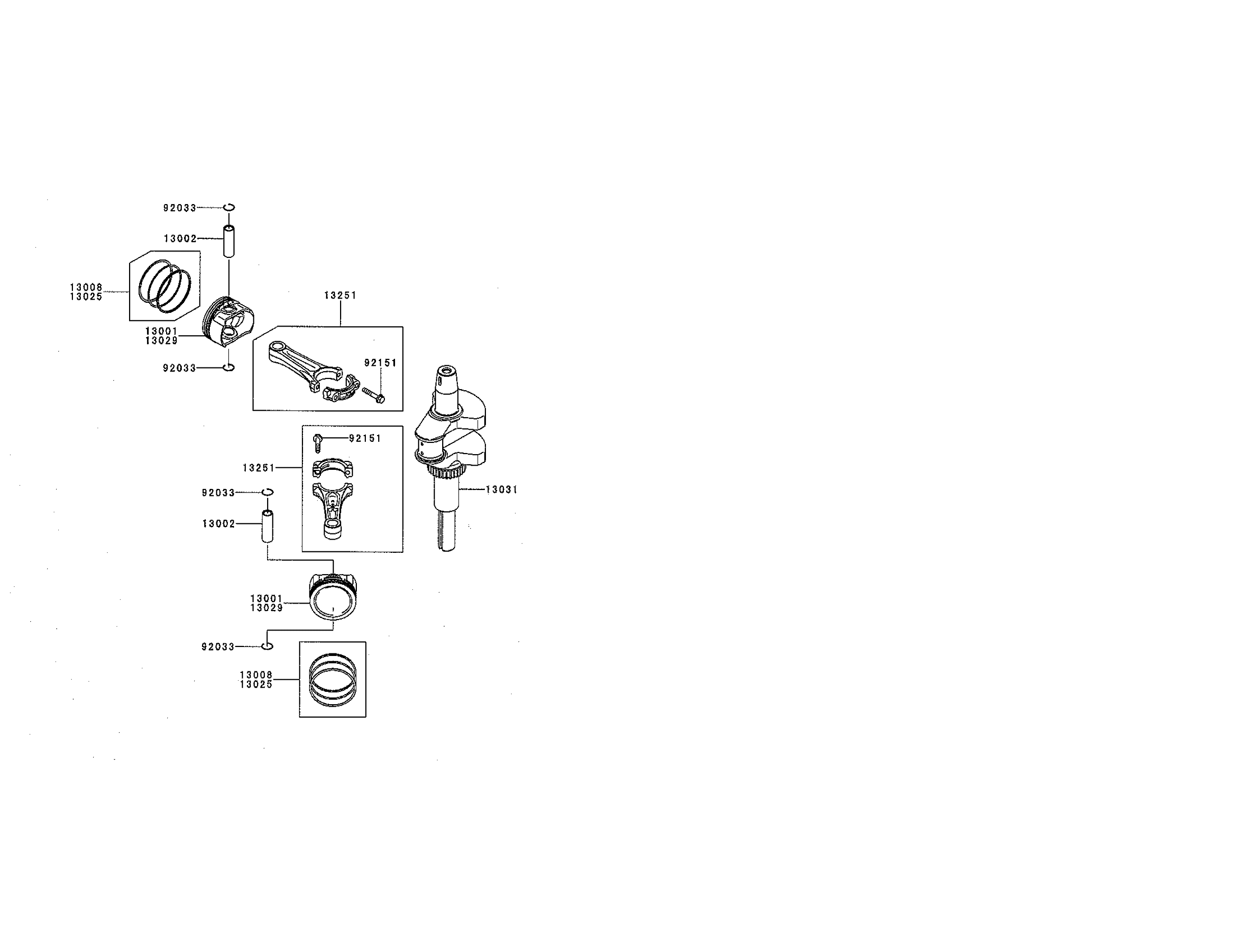 Piston/crankshaft