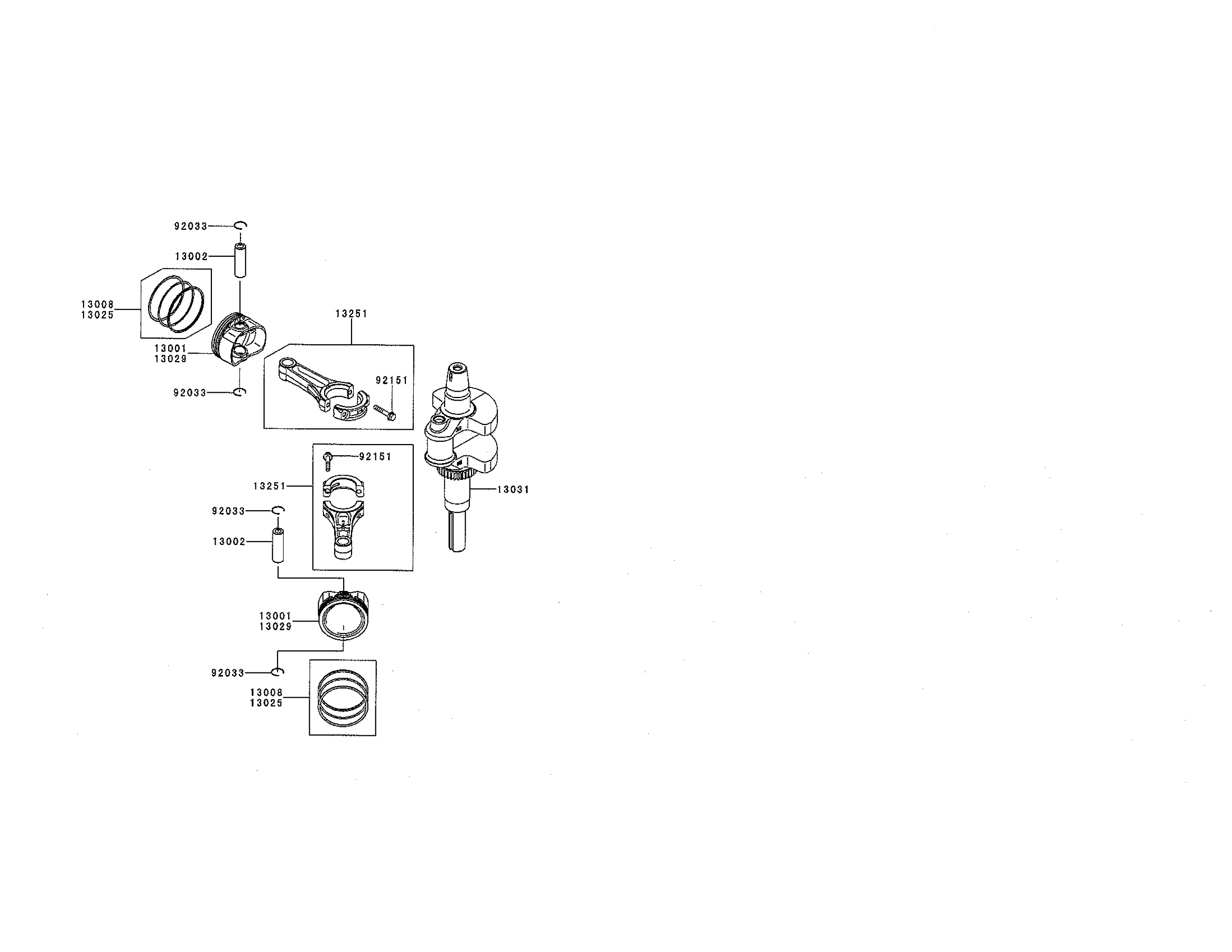 Piston/crankshaft