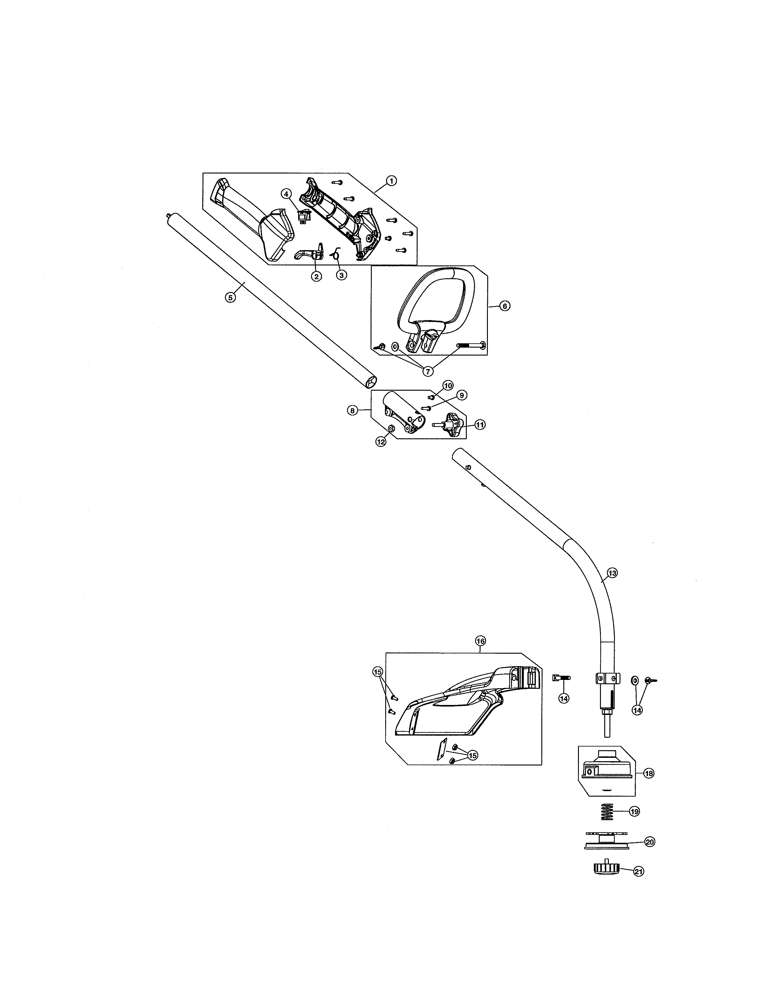 Shield/handle/shaft